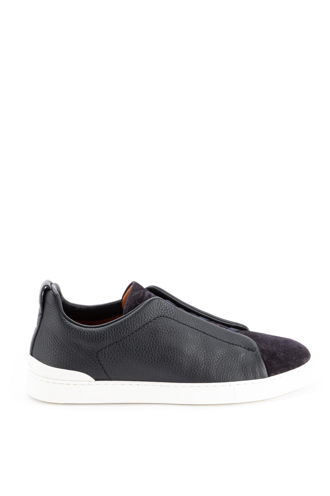 Zegna Sneakers Triple Stitch bimateriale in pelle e camoscio LHRHS A4667X NAV