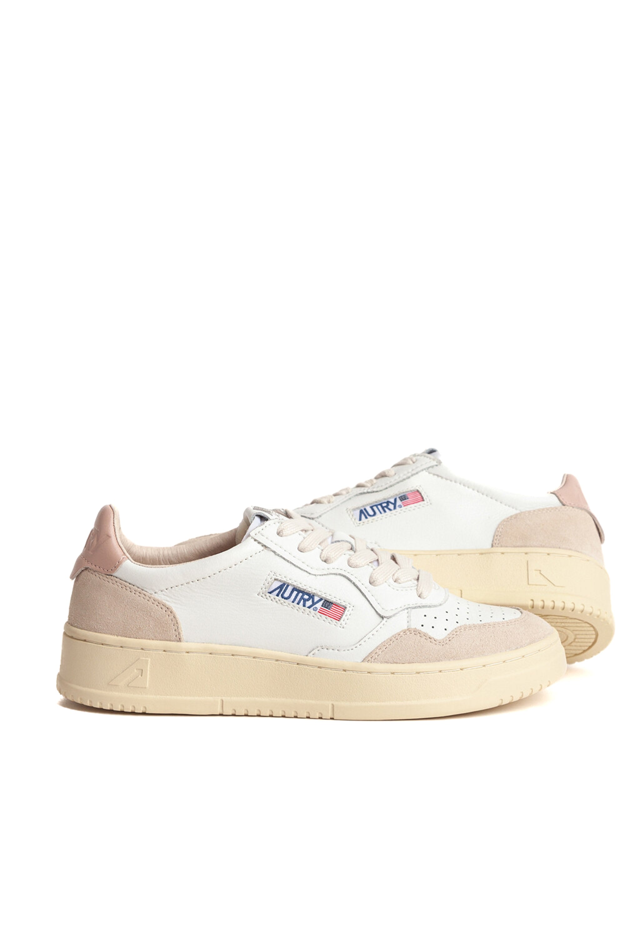 Autry Sneaker Medalist donna bimateriale talloncino rosa AULW - LS37 WHT/POW