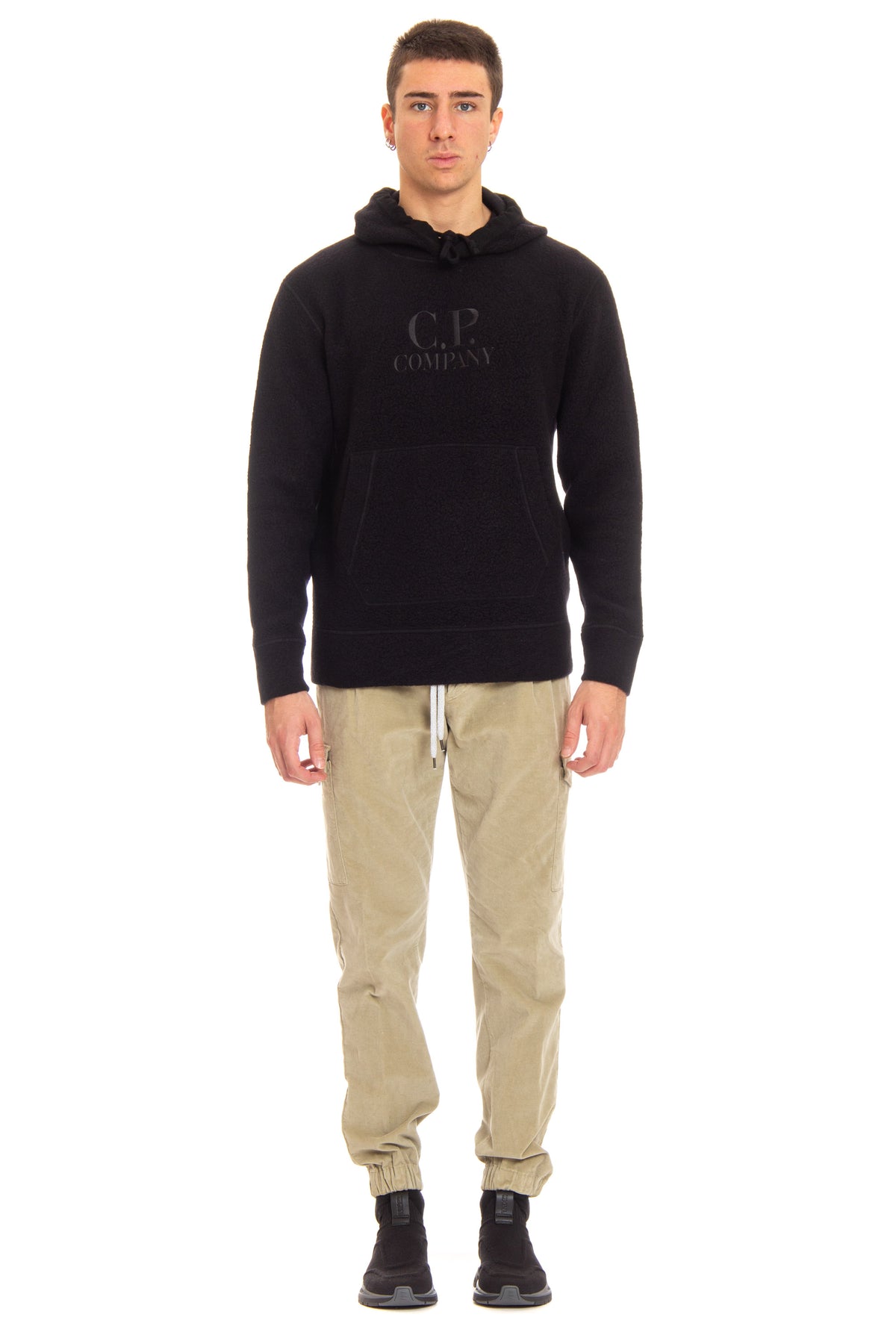 CP Company Felpa orsetto in lana con cappuccio e logo tono su tono CMSS321A 006619G/2 999