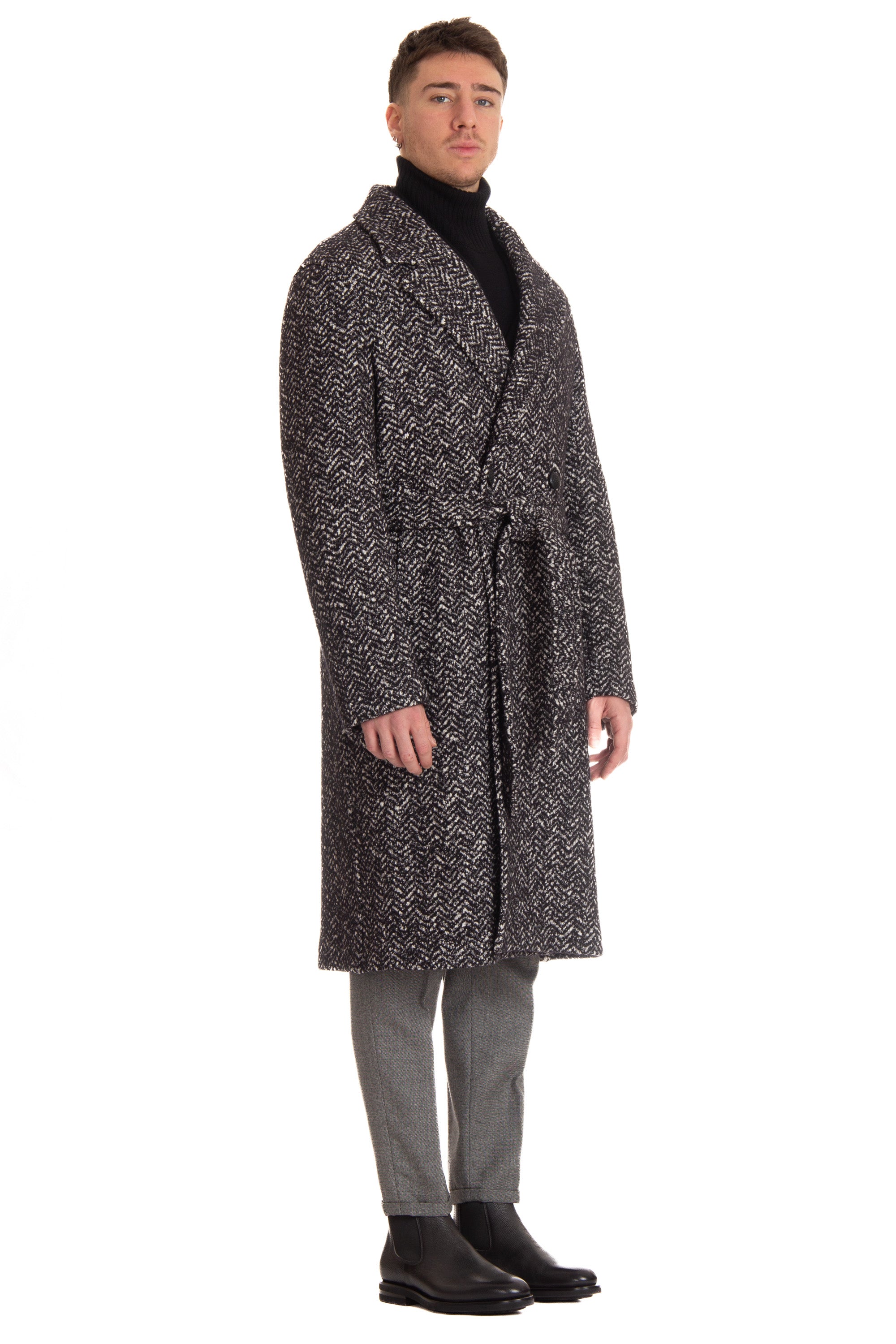 Cappotto doppiopetto in lana-cotone mod. Royce