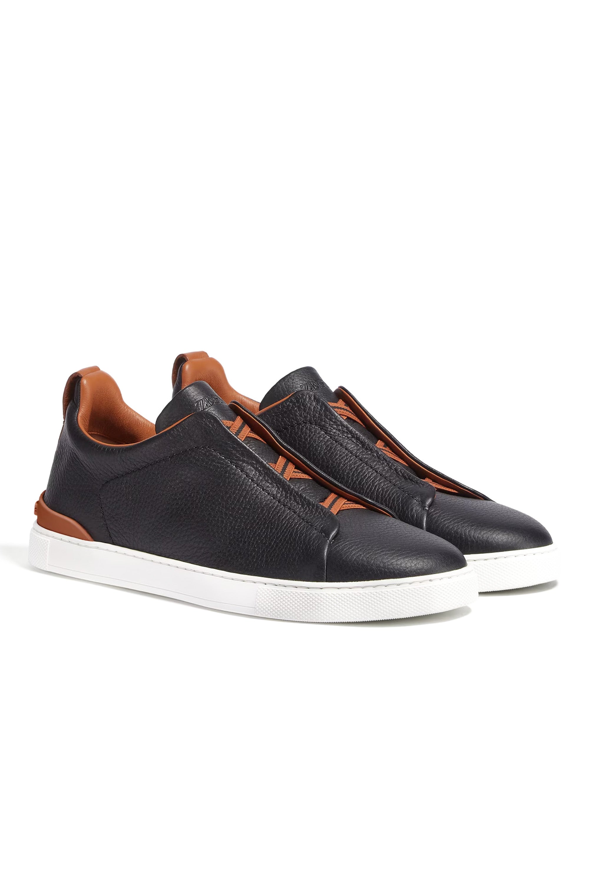Zegna Sneaker triple stitch nera in cervo LHCVO S4667Z SNE