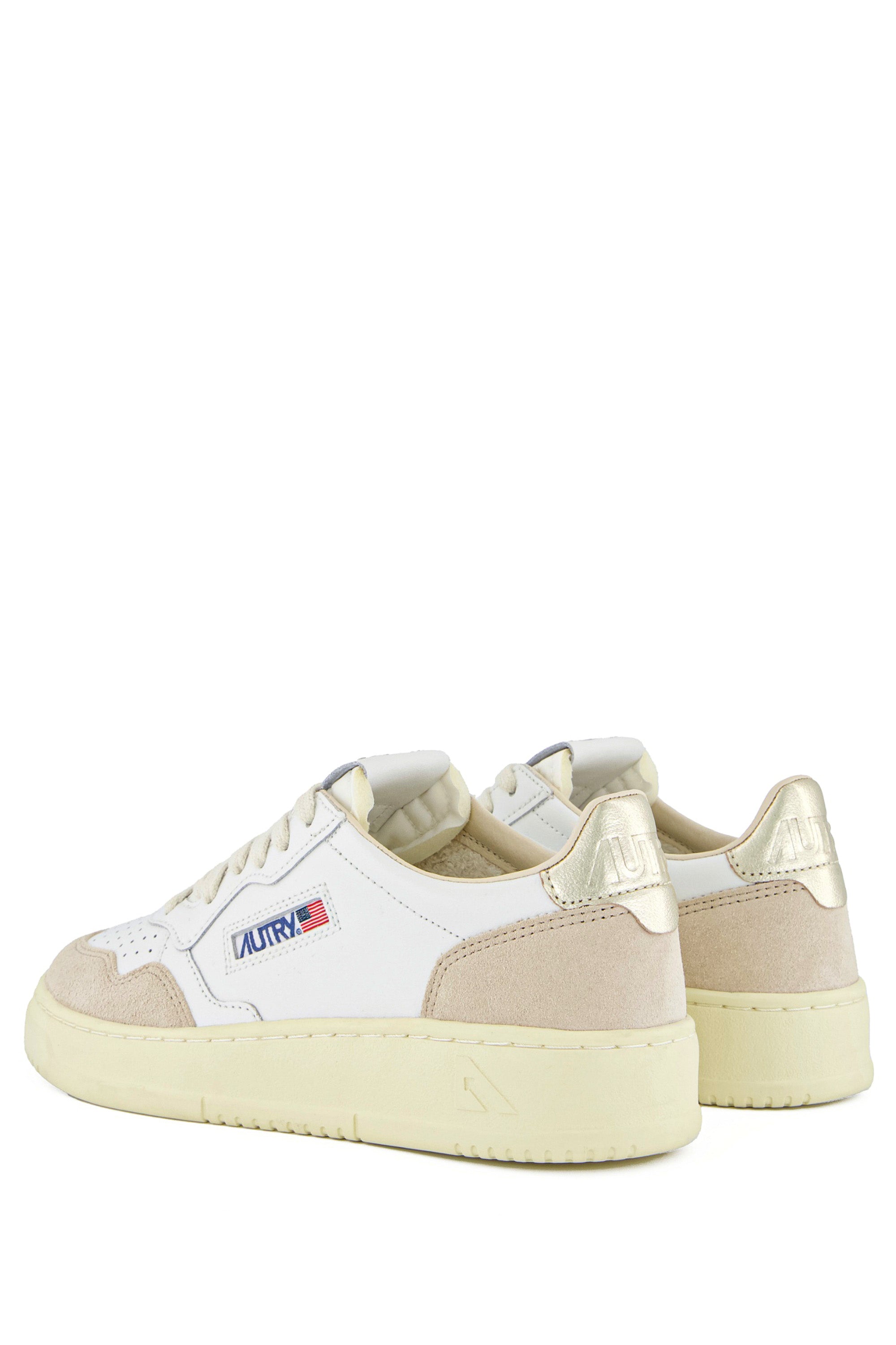Autry Sneaker Medalist donna bimateriale con talloncino oro AULW LS75 WHT/GOLD