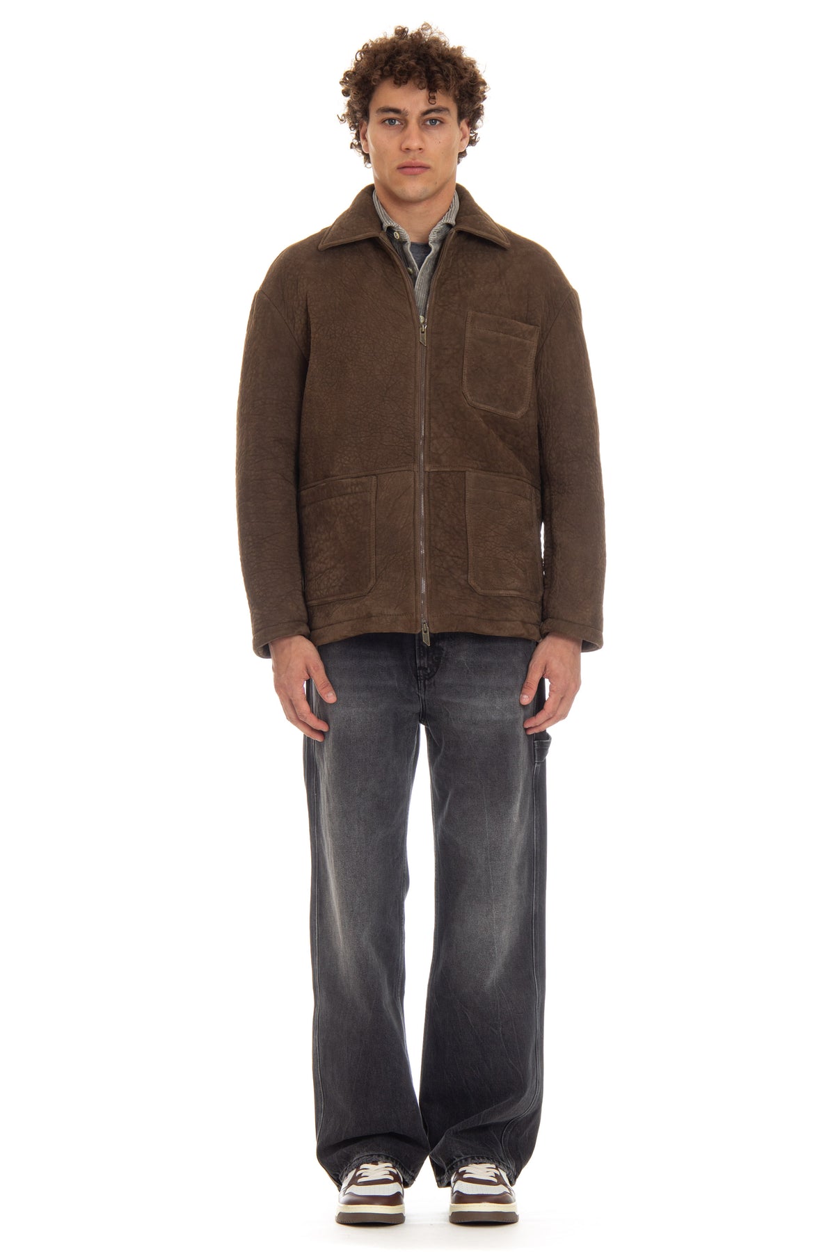 Salvatore Santoro Work jacket in pelle elephant 47506-U TERRA
