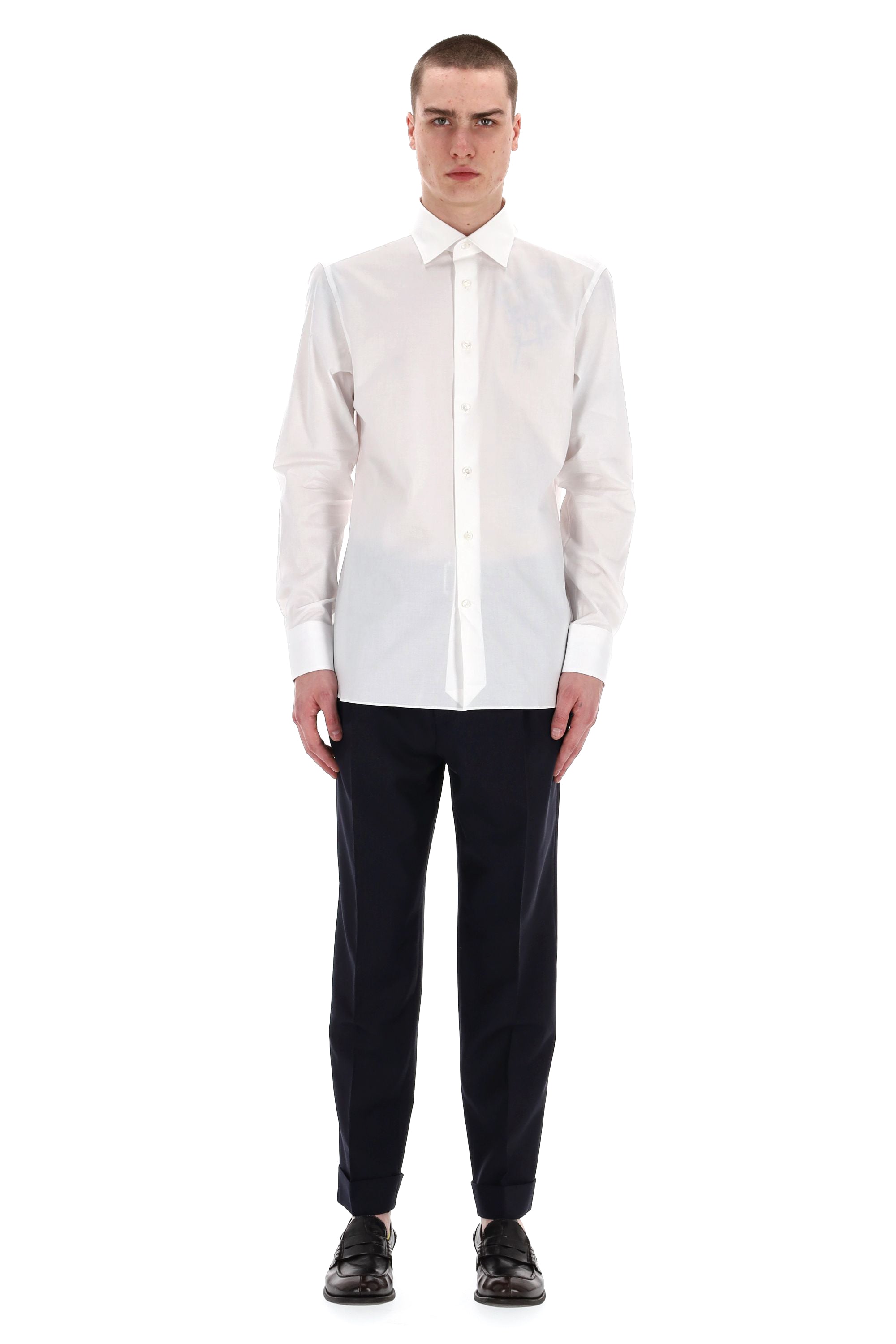 Zegna Camicia in cotone diagonale Trofeo 801341A8 9MS0JI 005