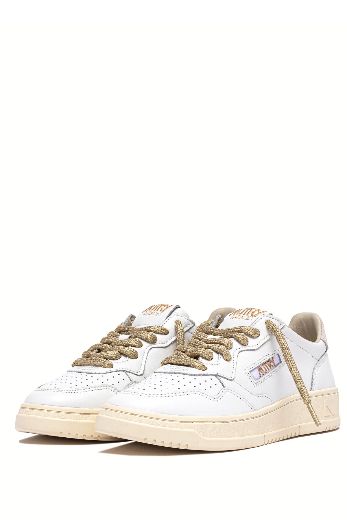Autry Sneaker donna con lacci dorati mod. Medalist AULW SW01 WHT/WHT