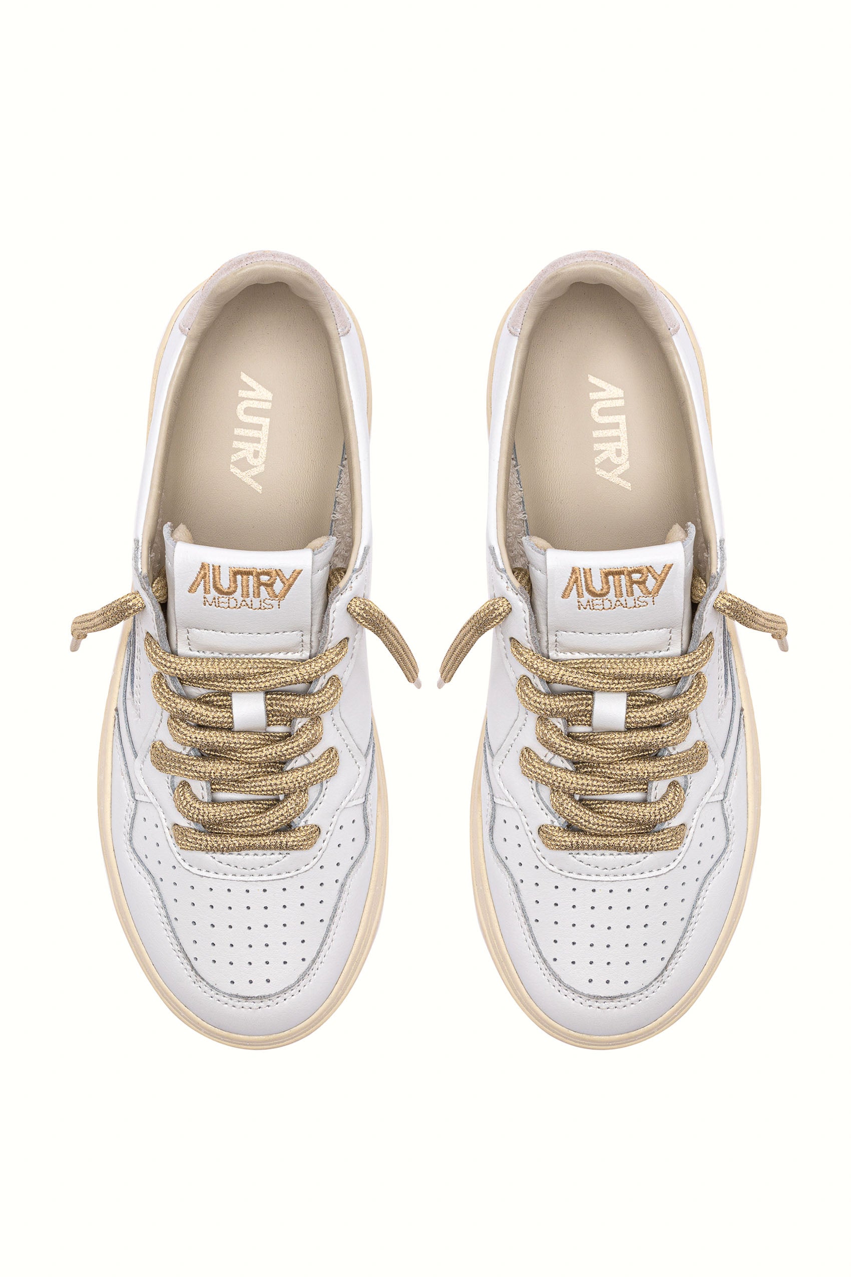 Autry Sneaker donna con lacci dorati mod. Medalist AULW SW01 WHT/WHT