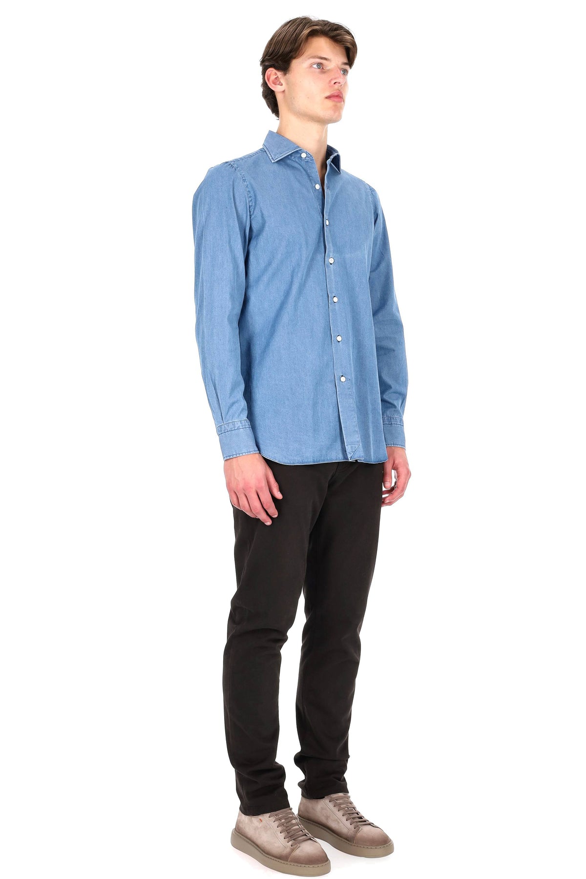 Finamore Camicia sartoriale in denim candeggiato linea Napoli NP13-019542-C0160D 11