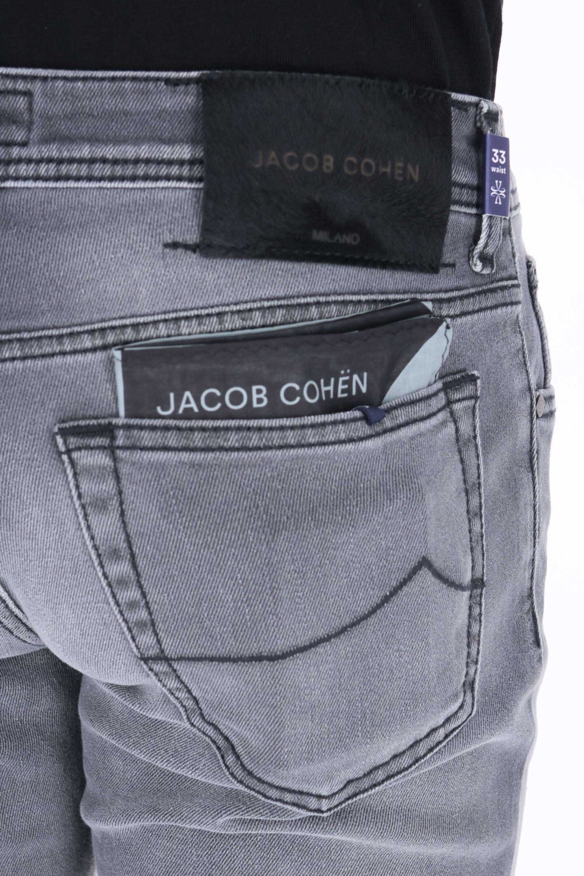 Jacob Cohen Jeans grigio in cotone comfort etichetta cavallino nero Bard fit JUX_QX004 N30 S3591 BARD 600D