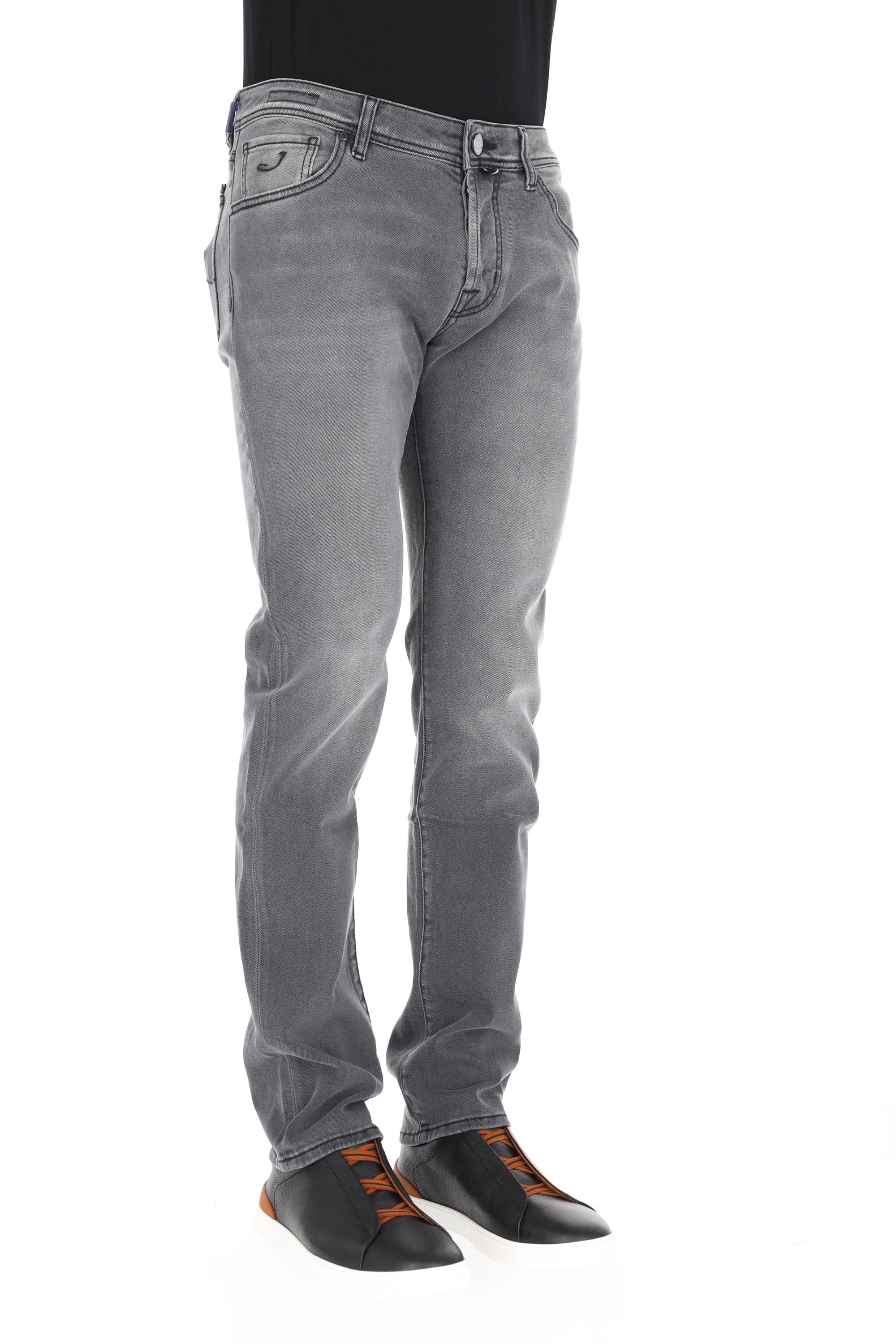 Jacob Cohen Jeans grigio in cotone comfort etichetta cavallino nero Nick fit JUX_QX006 N30 S3591/2 NICK 600D