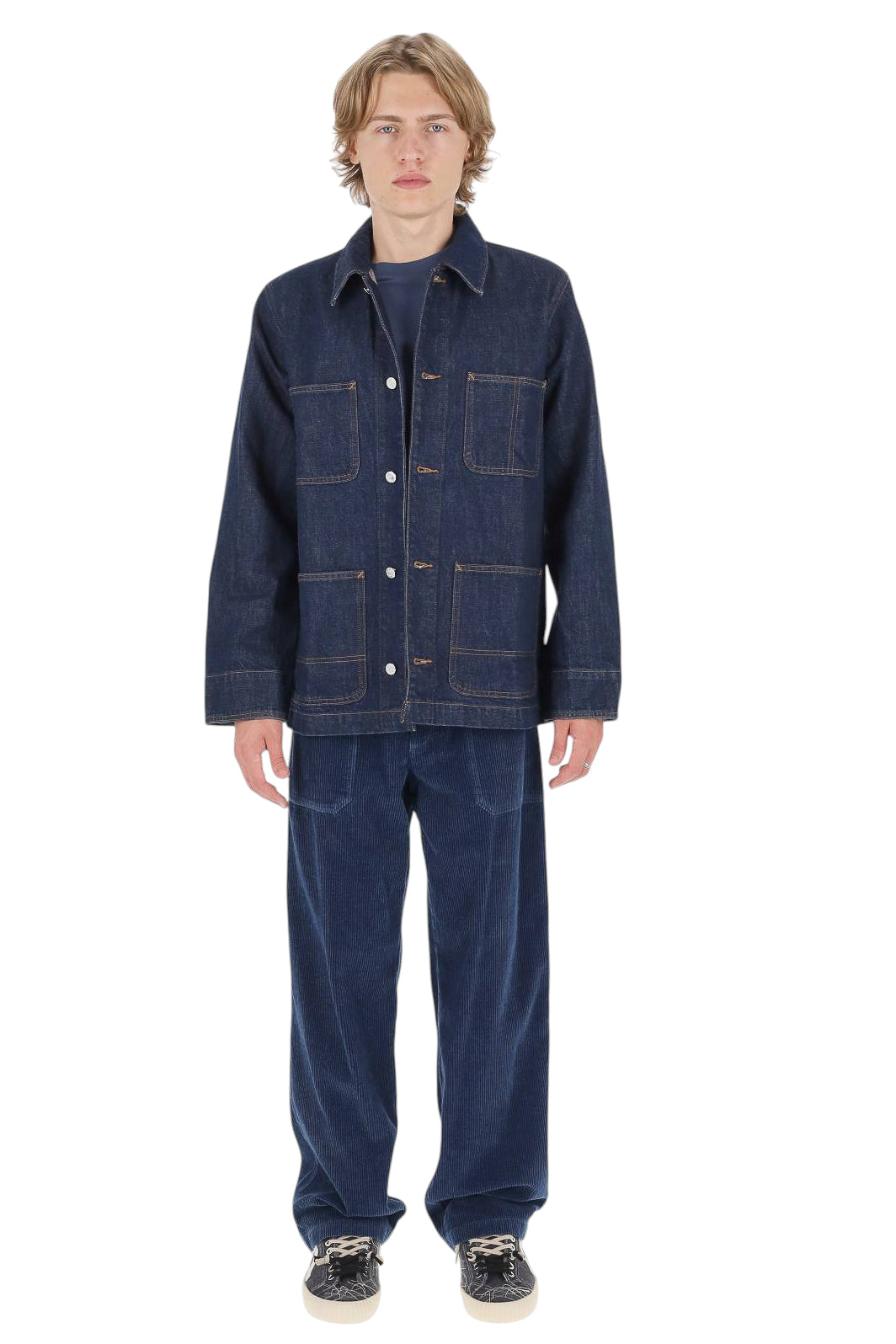 A.P.C. Giubbotto Perec in denim di cotone COHQZ H32101 IAL-INDIGO DELAVE