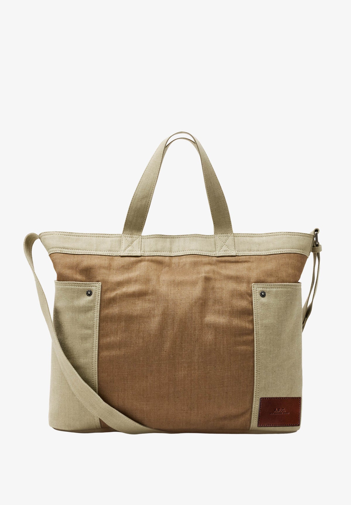 A.P.C. Borsa Cabas Jardin in cotone con tracolla COHRE M67084 BLC-BEIGE