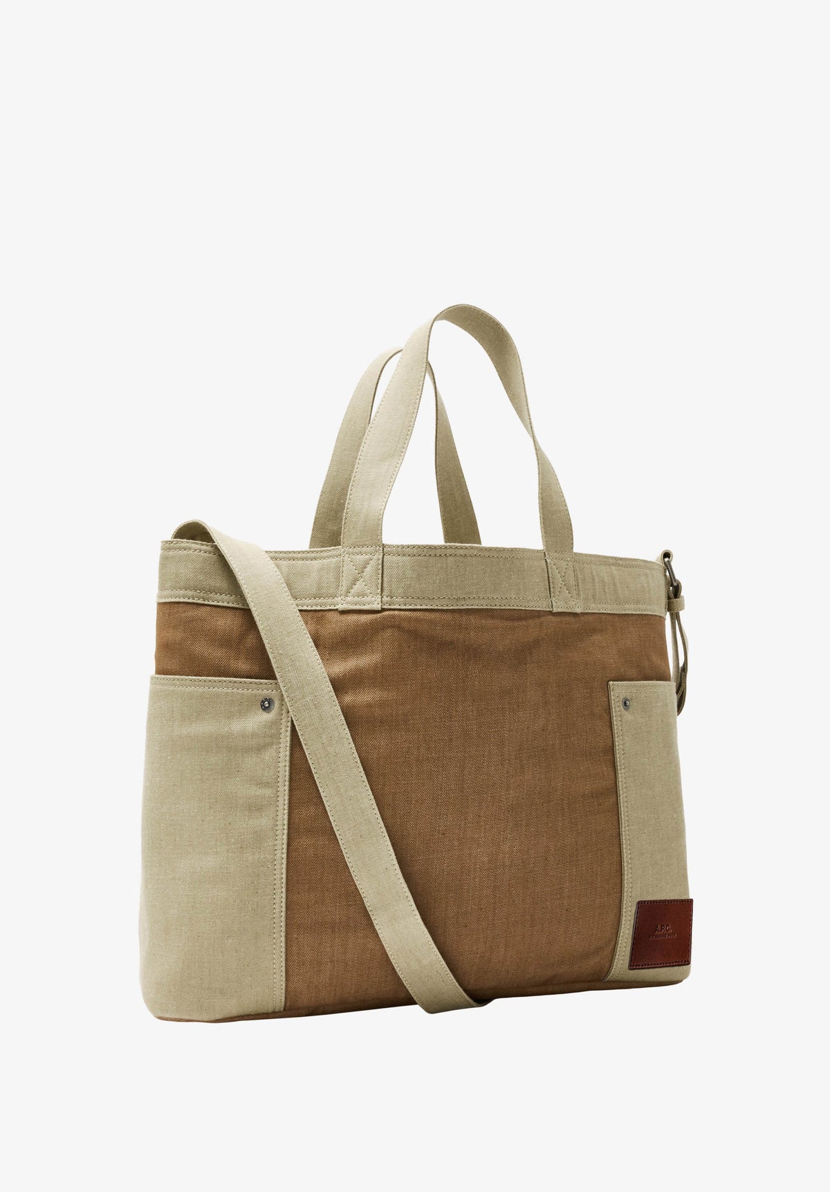 A.P.C. Borsa Cabas Jardin in cotone con tracolla COHRE M67084 BLC-BEIGE