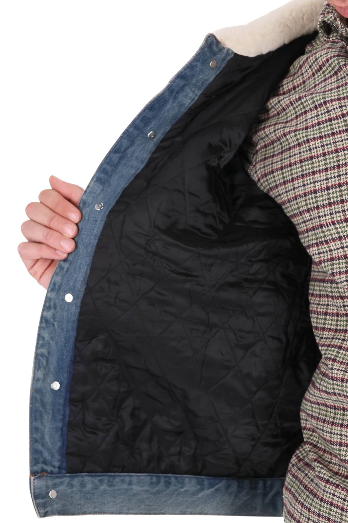 A.P.C. Giubbotto Justin in denim délavé con collo in ecopelliccia COHSP H32122 IAL-INDIGO DELAVE