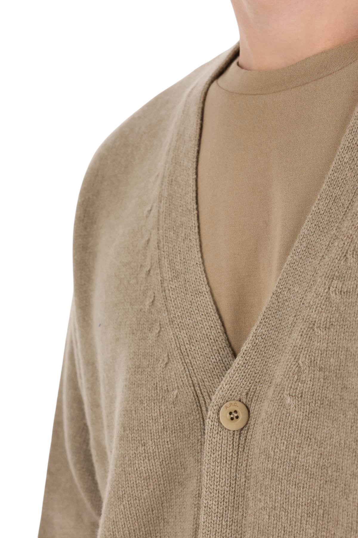 A.P.C. Cardigan Kevin in lana WOASW H22020 PBC-BEIGE CHINE