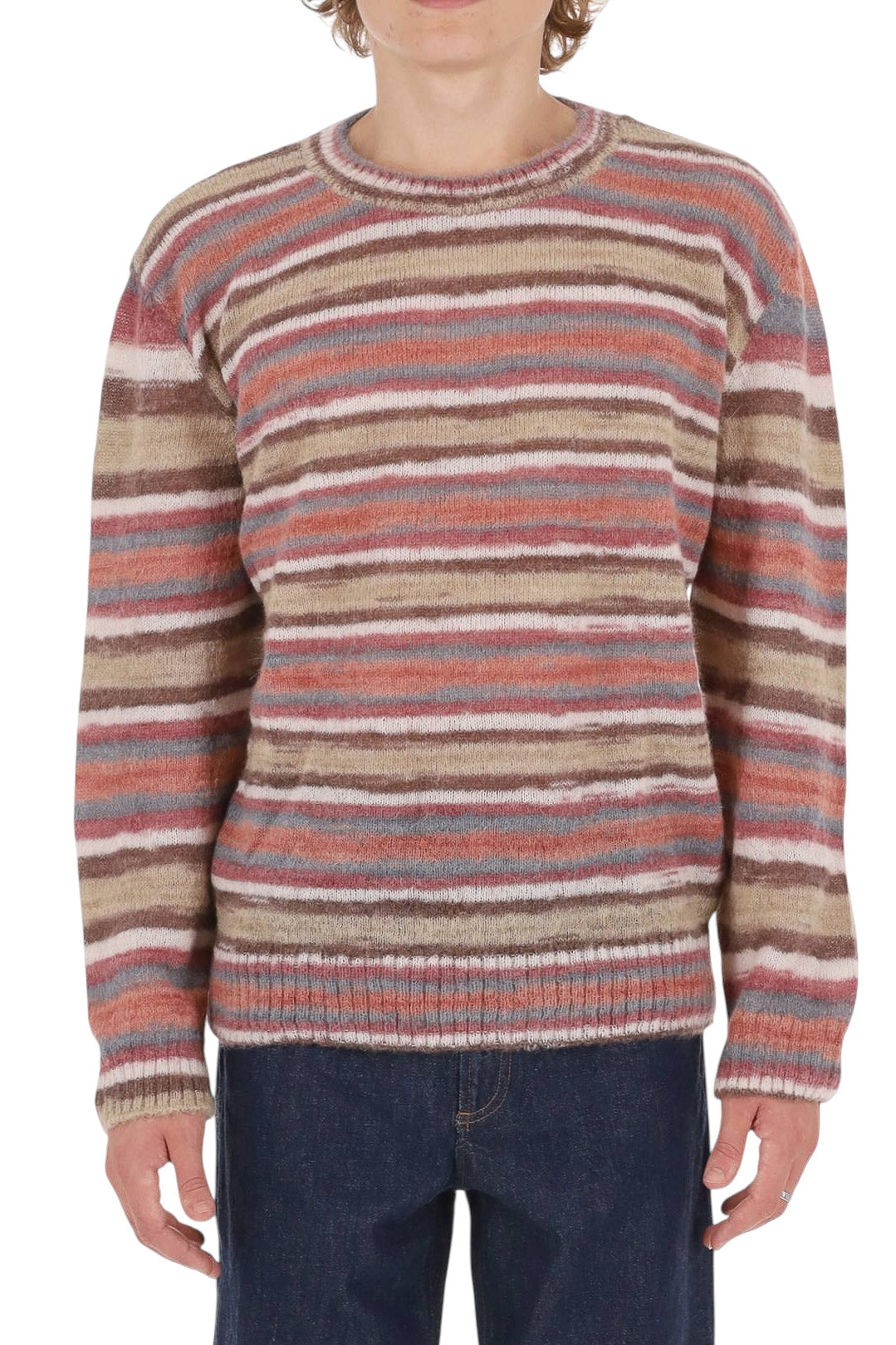 A.P.C. Maglia girocollo Hector rigata in mohair-alpaca WPABG H23504 CAA-MARRON