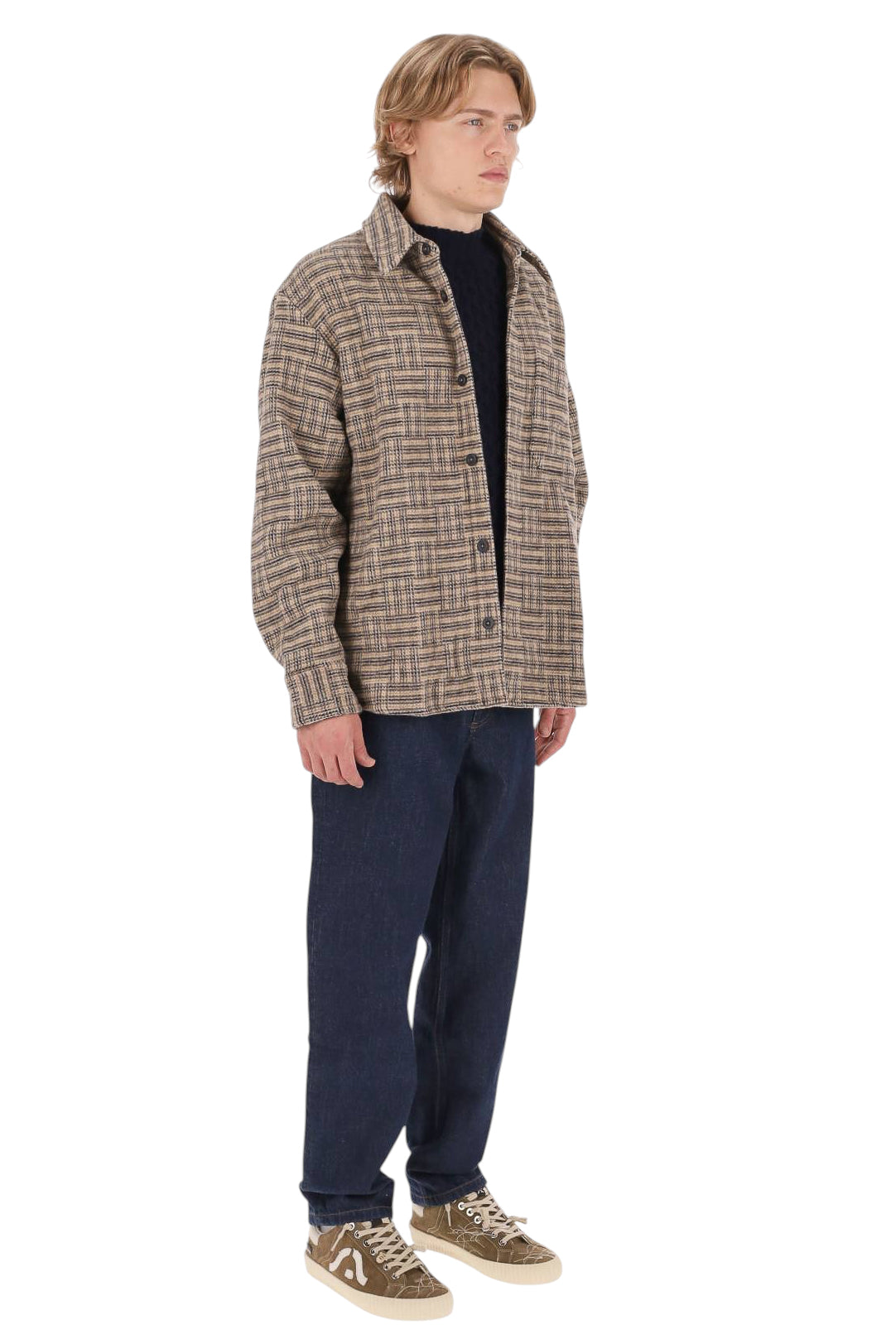 A.P.C. Overshirt Baptiste check in lana vergine WVBEV H32148 BAA-BEIGE