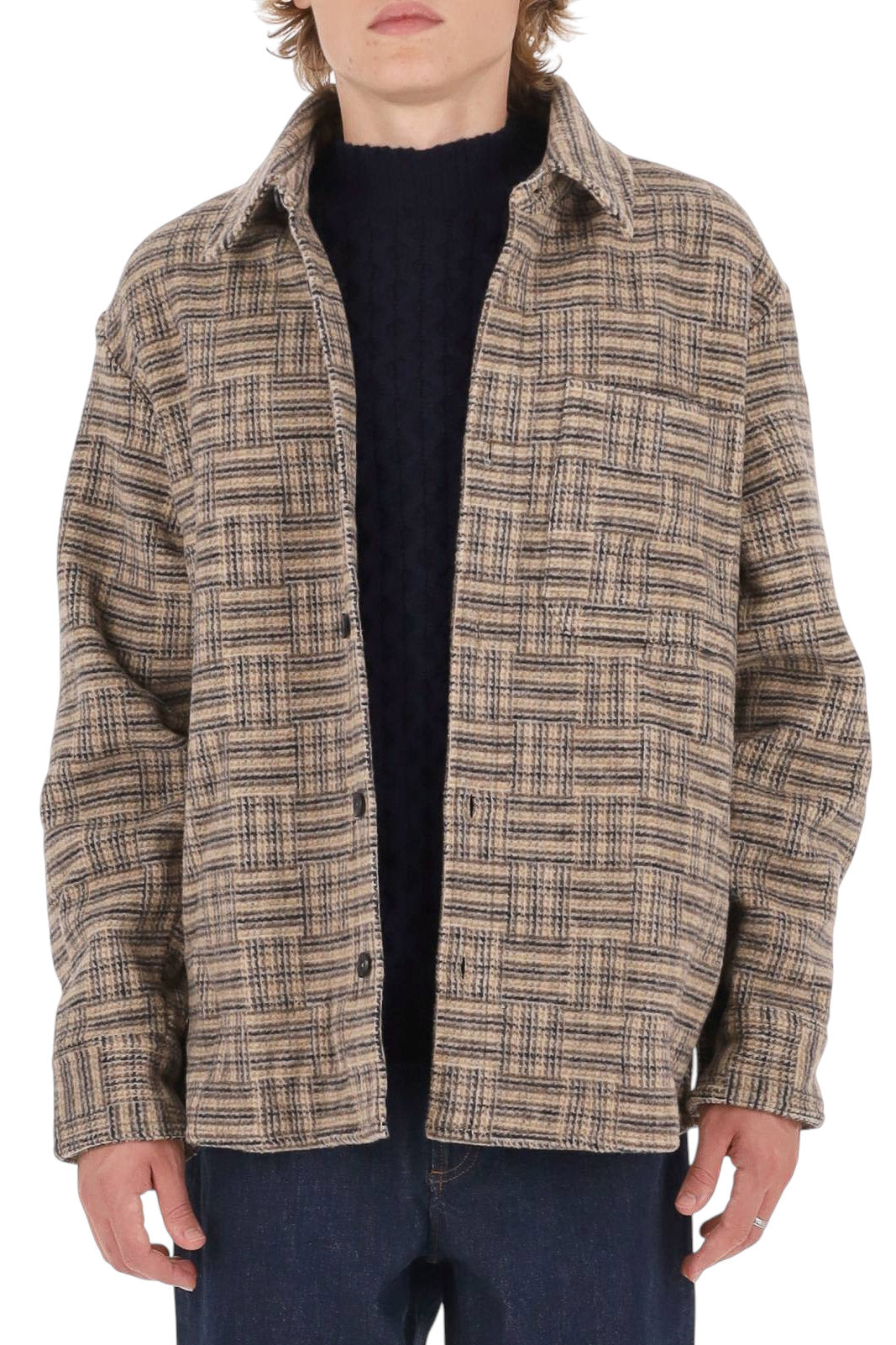 A.P.C. Overshirt Baptiste check in lana vergine WVBEV H32148 BAA-BEIGE