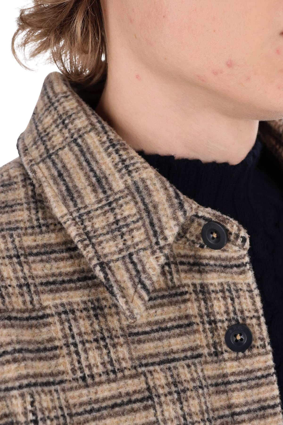 A.P.C. Overshirt Baptiste check in lana vergine WVBEV H32148 BAA-BEIGE