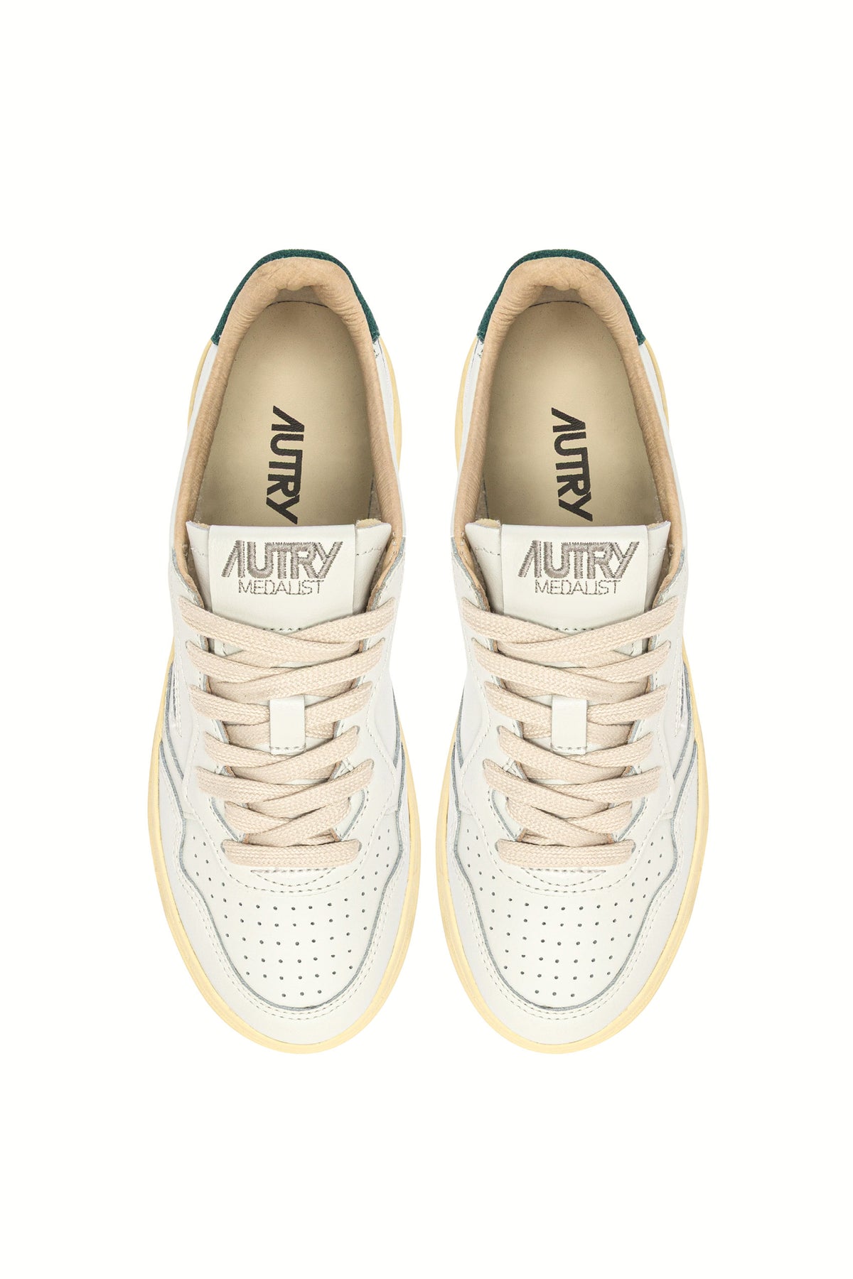 Autry Sneaker Medalist in pelle bianca con talloncino in camoscio Dark Sea AULM BJ02 WHT/DKSEA