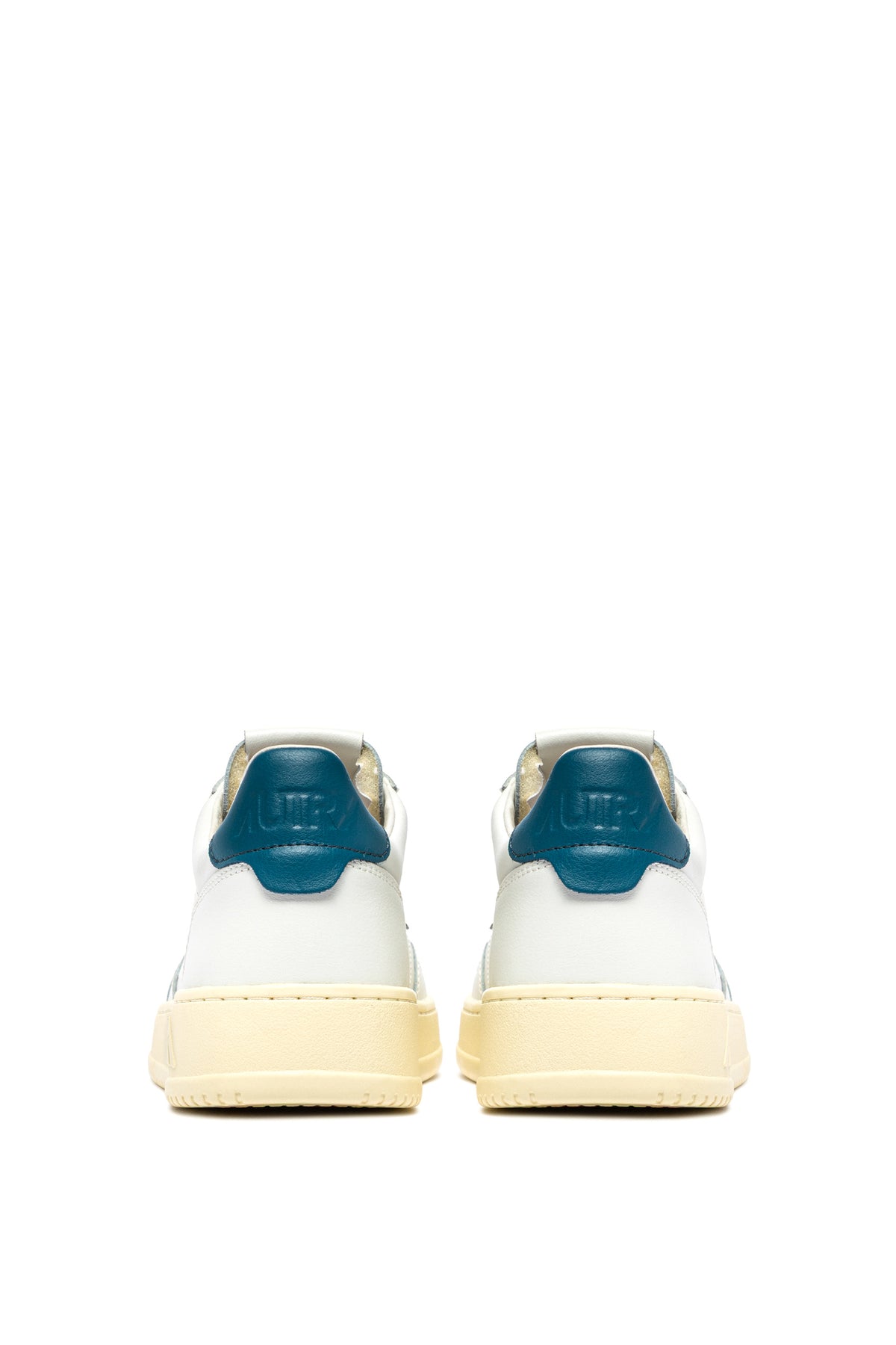 Autry Sneaker Medalist in pelle bianca con talloncino Malibu Blue AULM LL29 WHT/MALBLUE