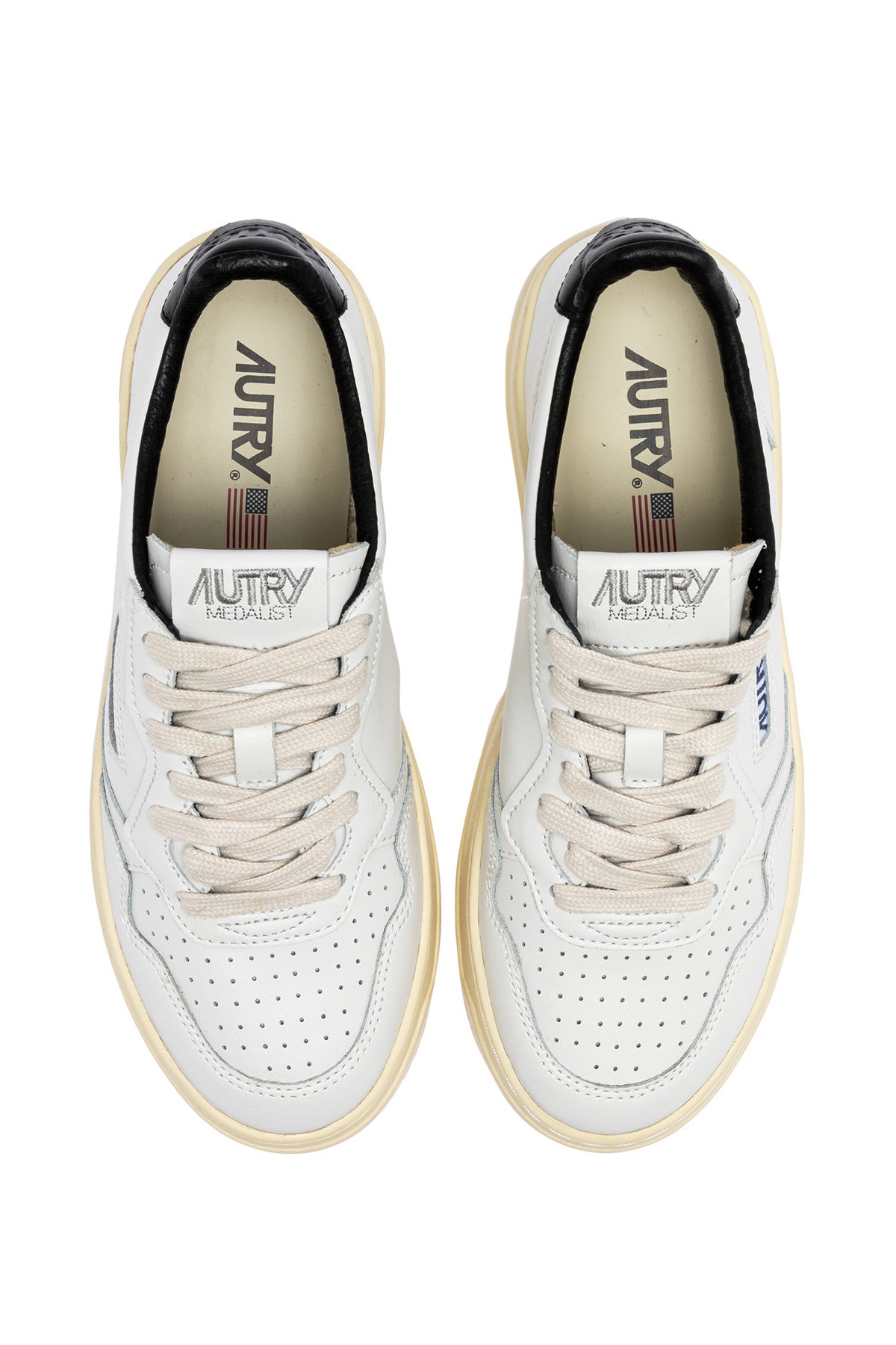 Autry Sneaker Medalist in pelle bianca con dettagli neri AULM ML02 WHT/BLK