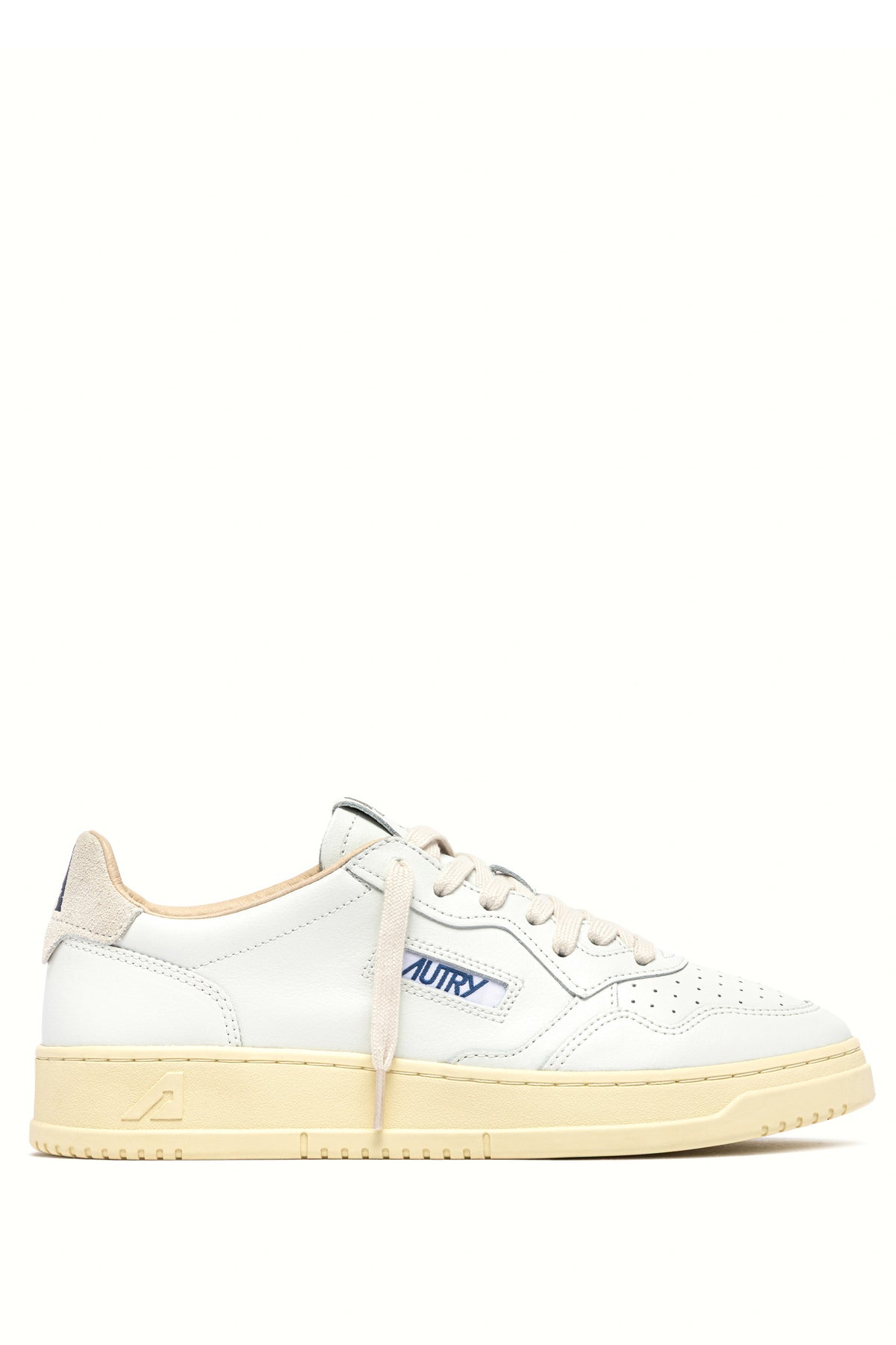 Autry Sneaker Medalist donna in pelle bianca con talloncino in camoscio Snow White AULW BJ04 WHT/SNOWHT