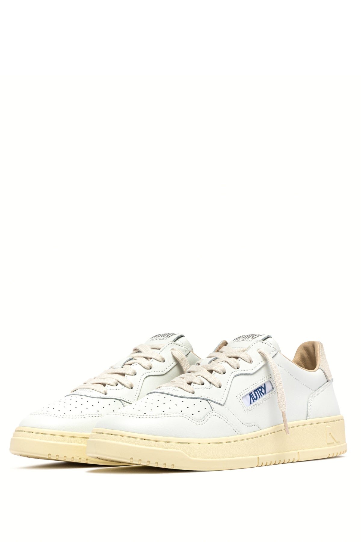 Autry Sneaker Medalist donna in pelle bianca con talloncino in camoscio Snow White AULW BJ04 WHT/SNOWHT