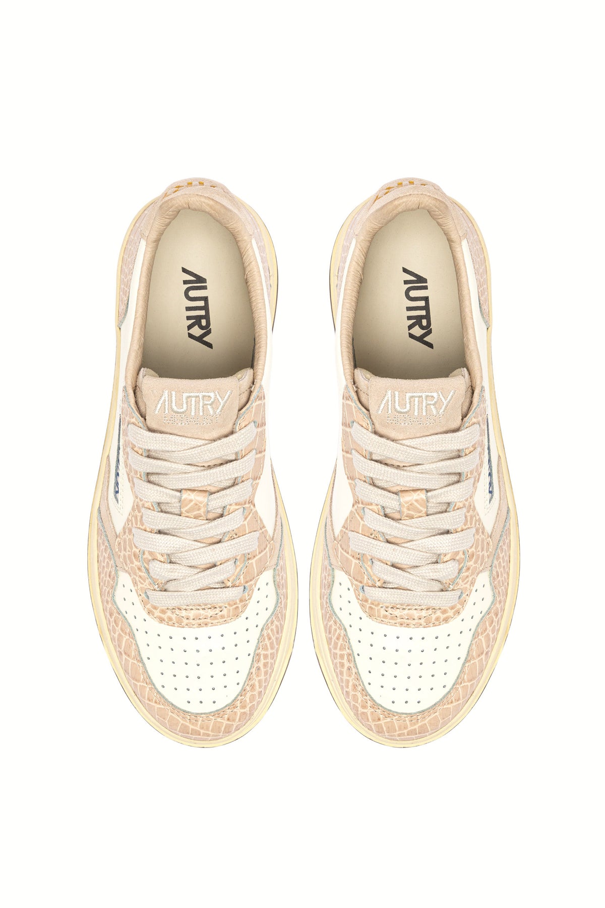 Autry Sneaker Medalist donna in pelle Marshmallow/Ivory con stampa cocco AULW CZ01 MRSH/IVORY