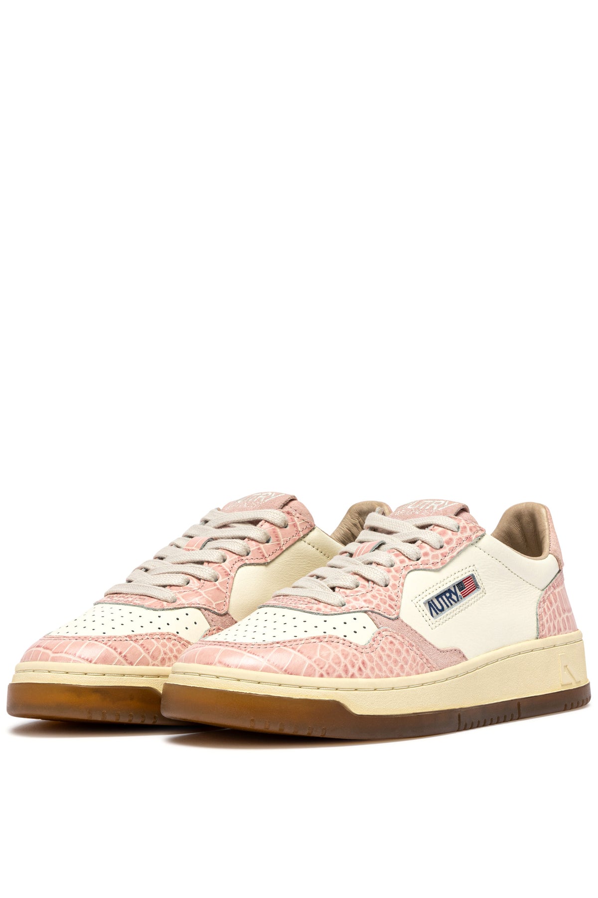 Autry Sneaker Medalist donna in pelle Marshmallow/Pink con stampa cocco AULW CZ03 MRSH/PINK