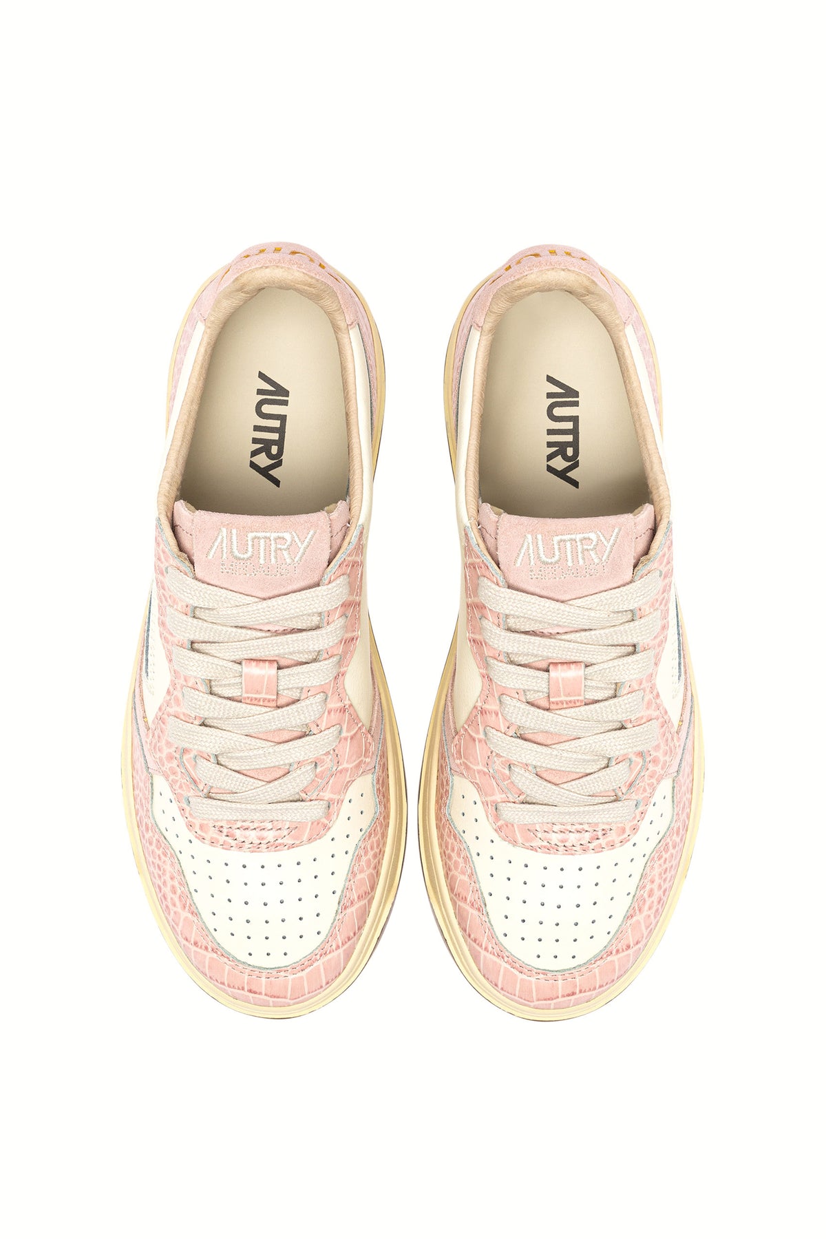 Autry Sneaker Medalist donna in pelle Marshmallow/Pink con stampa cocco AULW CZ03 MRSH/PINK