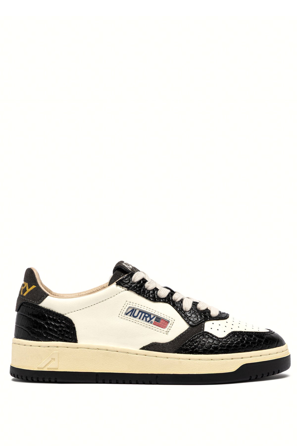 Autry Sneaker Medalist donna in pelle Marshmallow/nero con stampa cocco AULW CZ05 MRSH/BLACK