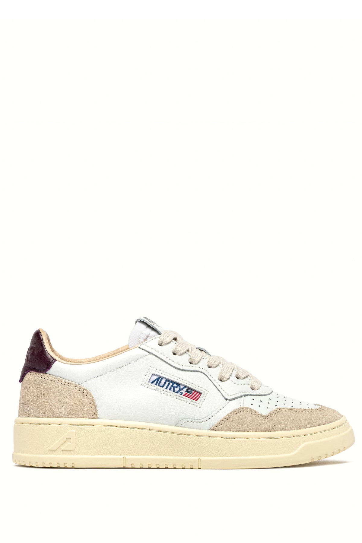 Autry Sneaker Medalist donna in pelle-camoscio bianco con dettaglio Fig AULW LS18 WHT/FIG
