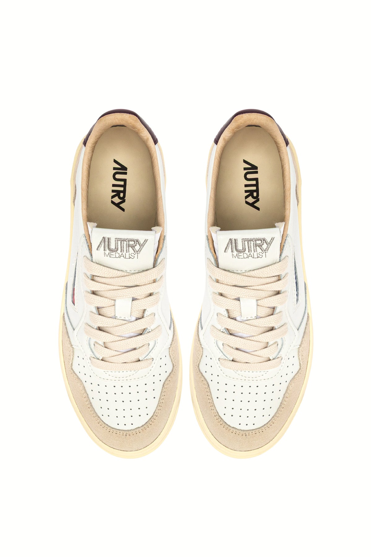 Autry Sneaker Medalist donna in pelle-camoscio bianco con dettaglio Fig AULW LS18 WHT/FIG