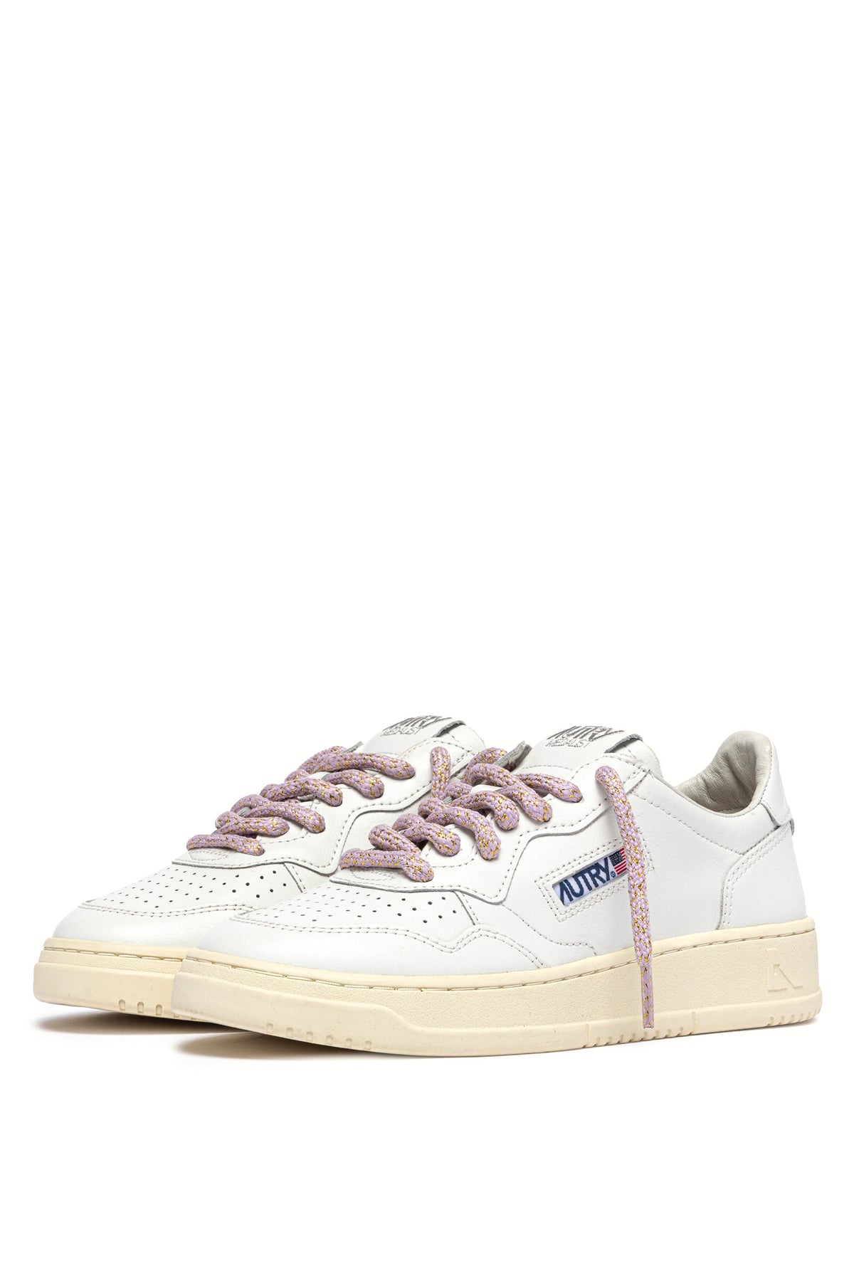 Autry Sneaker Medalist donna in pelle bianca con lacci oversize lilla Taiorch AULW SW04 WHT/TAIORCH