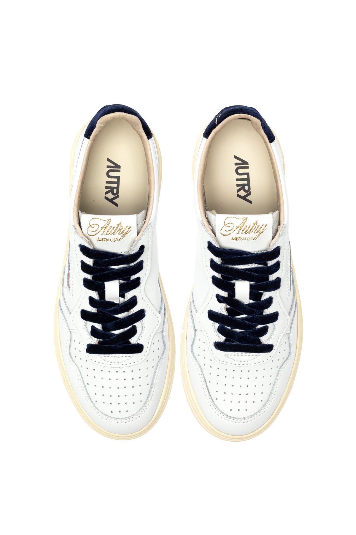Autry Sneaker Medalist donna in pelle bianca con talloncino velluto Space AULW VZ02 WHT/SPACE