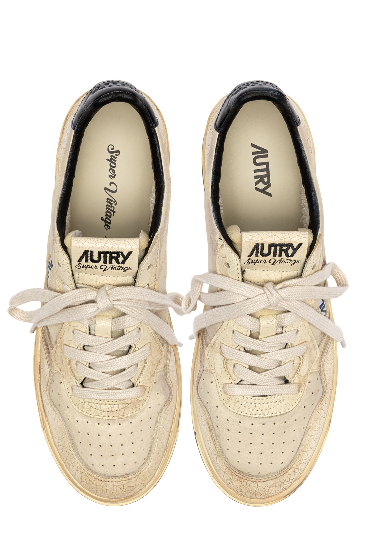 Autry Sneaker SuperVintage in pelle imbottita craquelé AVLM AD01 WH ASPR/BLK