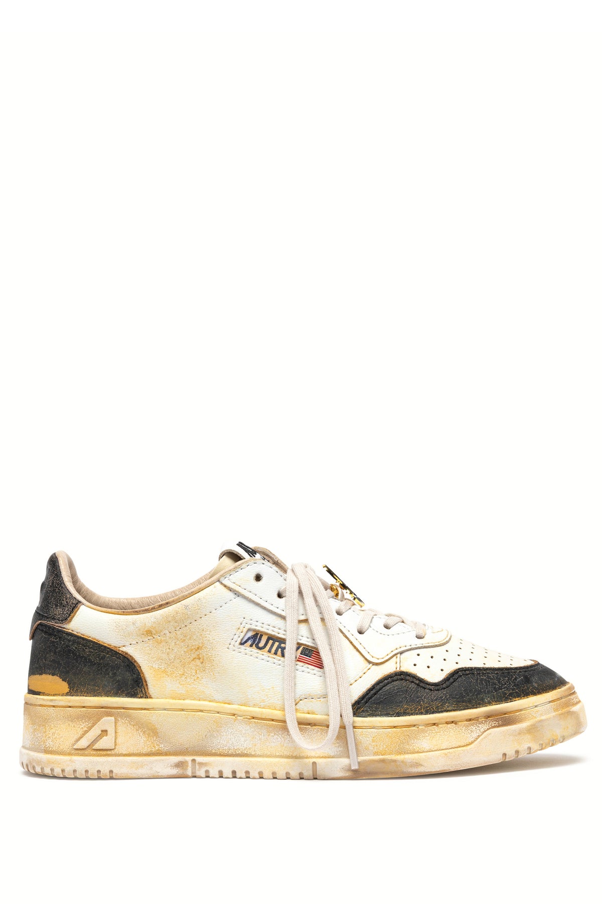 Autry Sneaker SuperVintage in pelle craquelé bianco/nero AVLM KG01 WHT/BLK