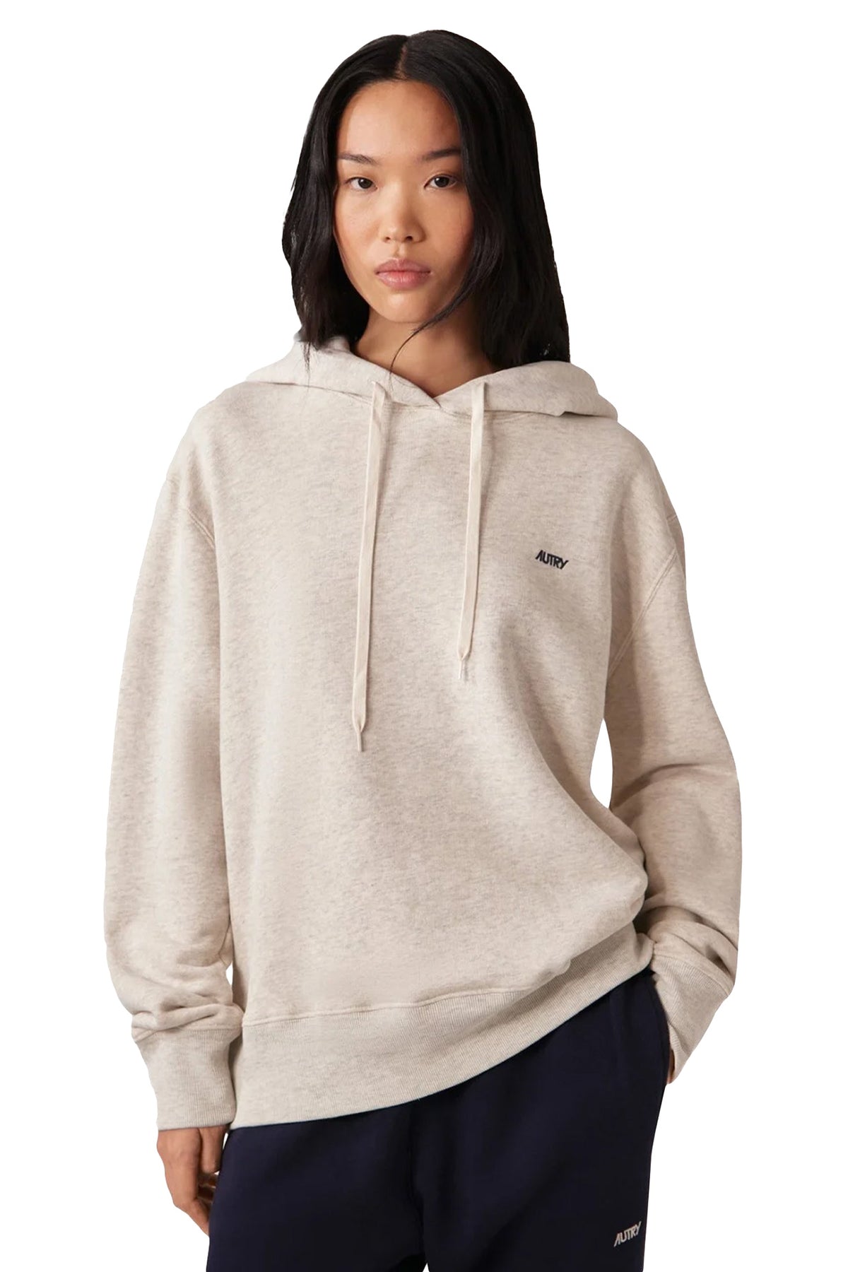 Autry Felpa donna in cotone con cappuccio e logo ricamato HOPW 002M MELANGE