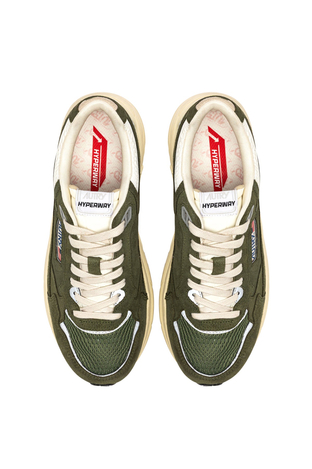 Autry Sneaker Hyperway uomo in camoscio e mesh Salvia/Marshmallow HYLM UM24 SALV/MARSH