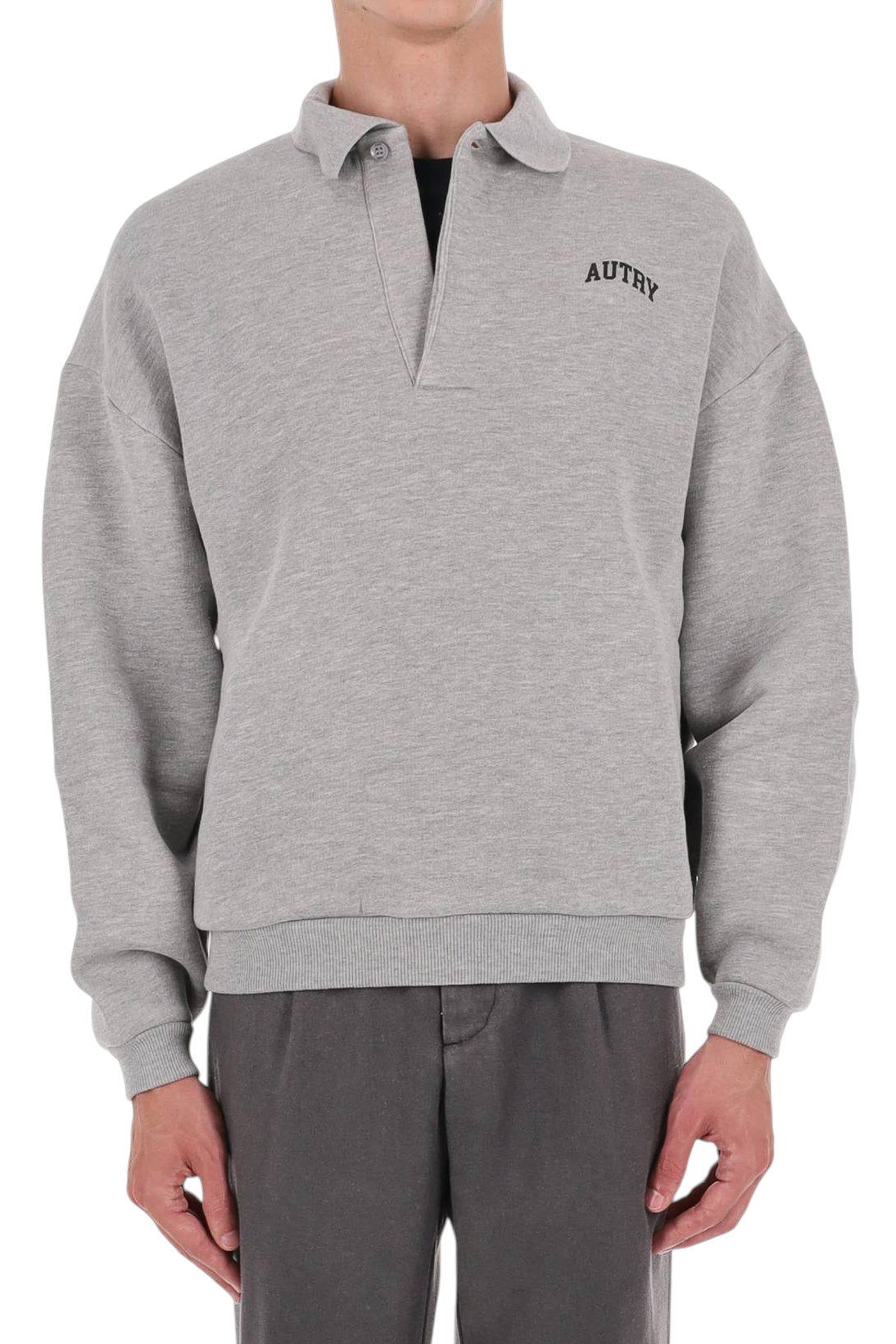 Autry Felpa polo unisex heavy jersey Dark Melange con bottoni coperti SWPX 117D MELANGE