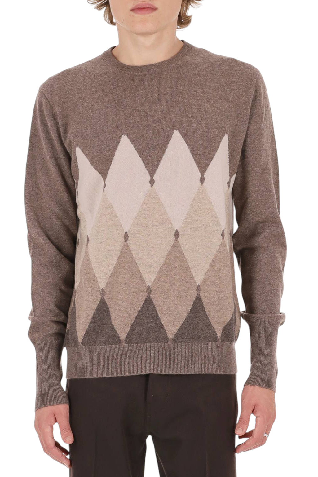 Ballantyne Maglia girocollo in cashmere 1 filo fantasia Diamond B2P000 12KA8/2 94545
