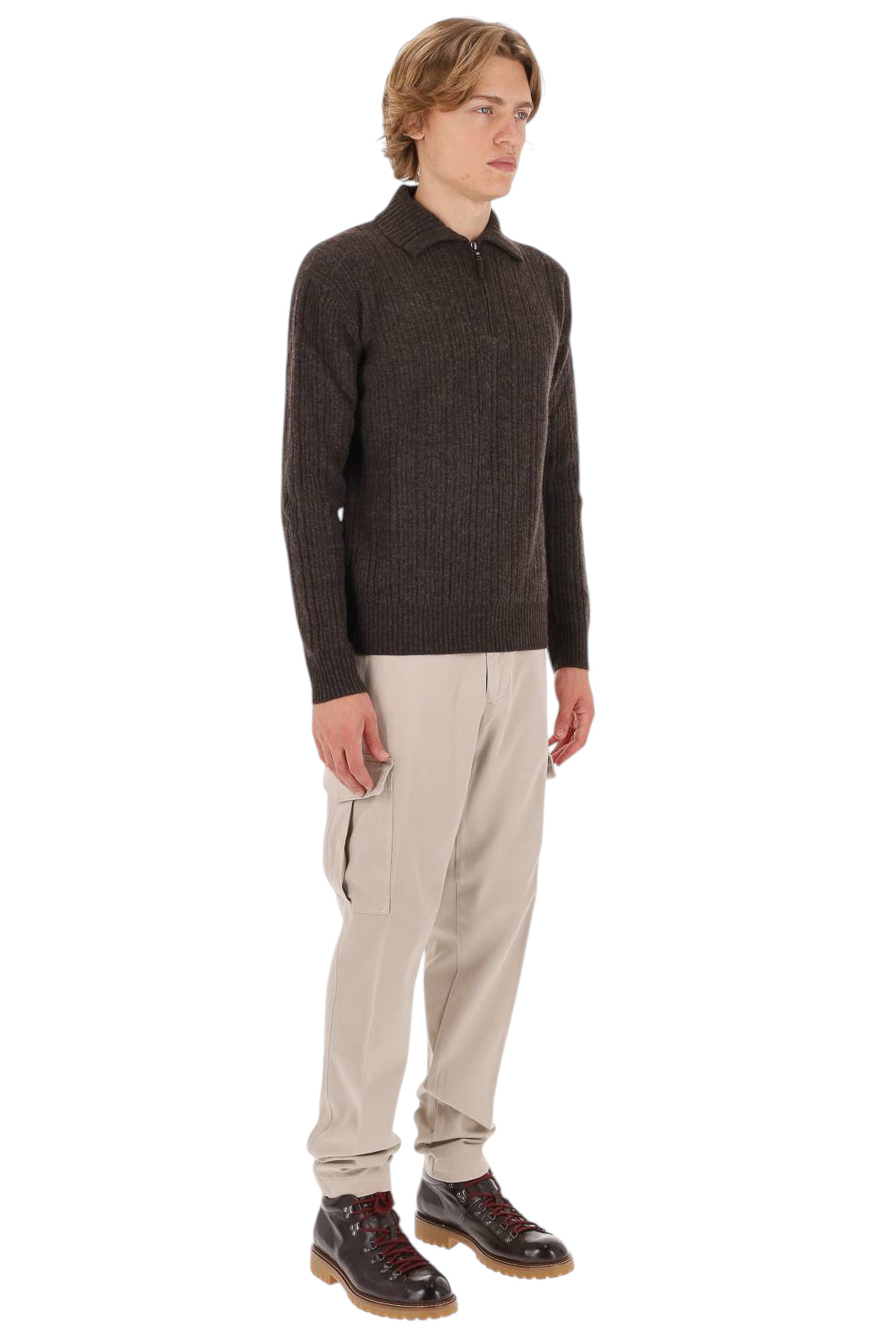 Ballantyne Maglia mezza zip in lana a trecce e coste ritorte B2W261 7W030 14724