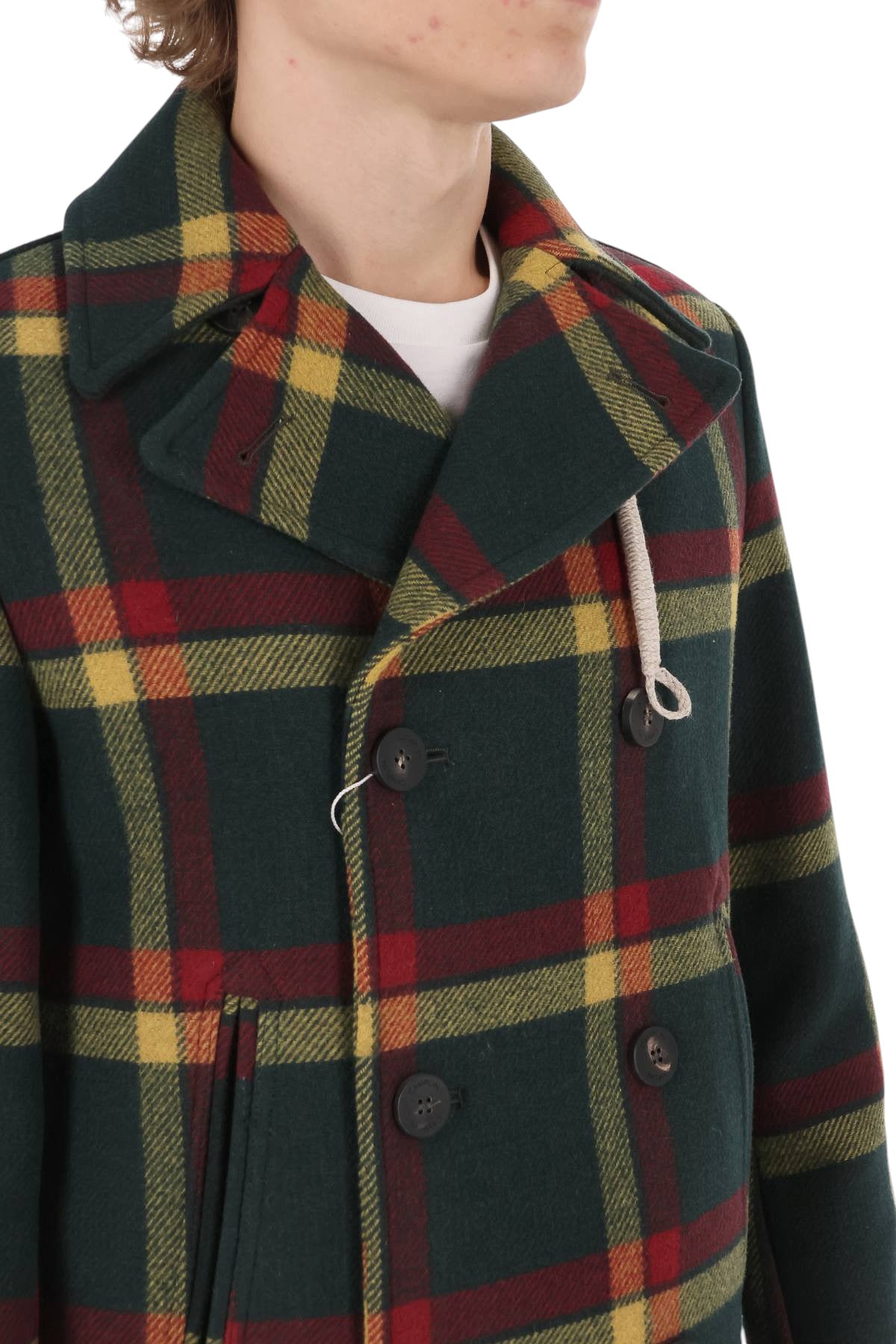 Camplin Peacoat Island in lana check ISLAND Q QRG