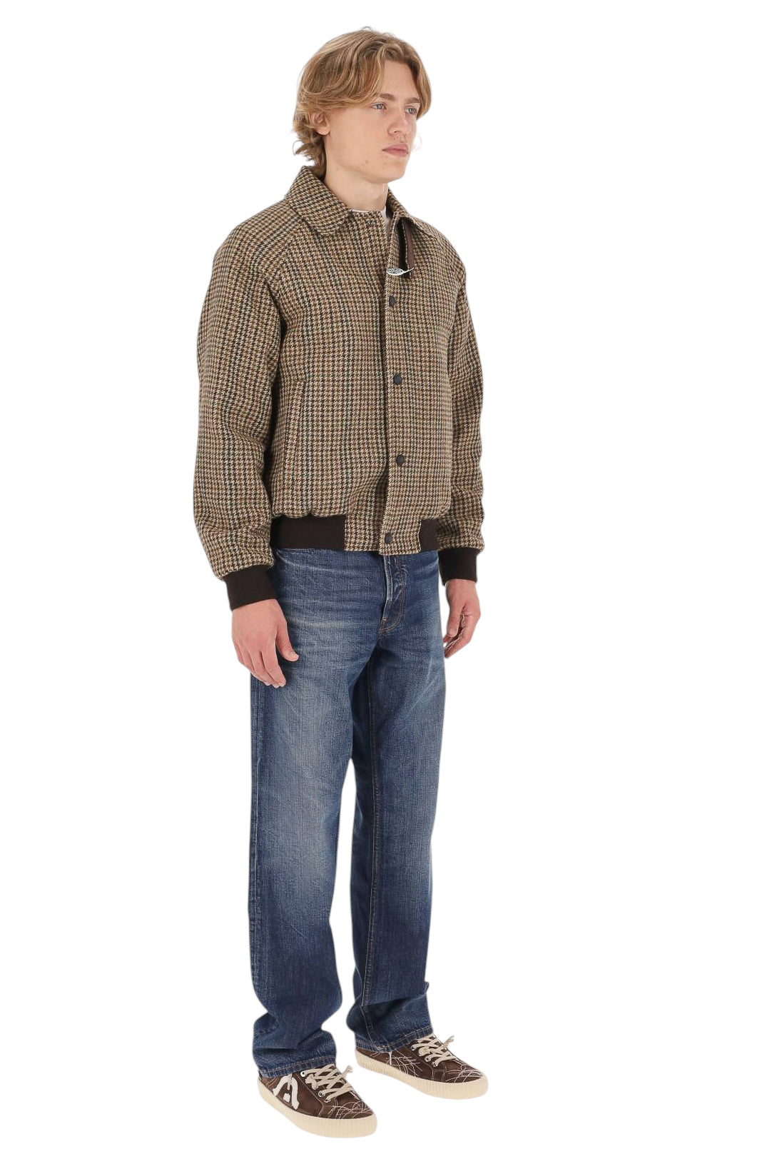 Camplin Giubbotto bomber Letter in lana pied-de-poule LETTER MO BGM