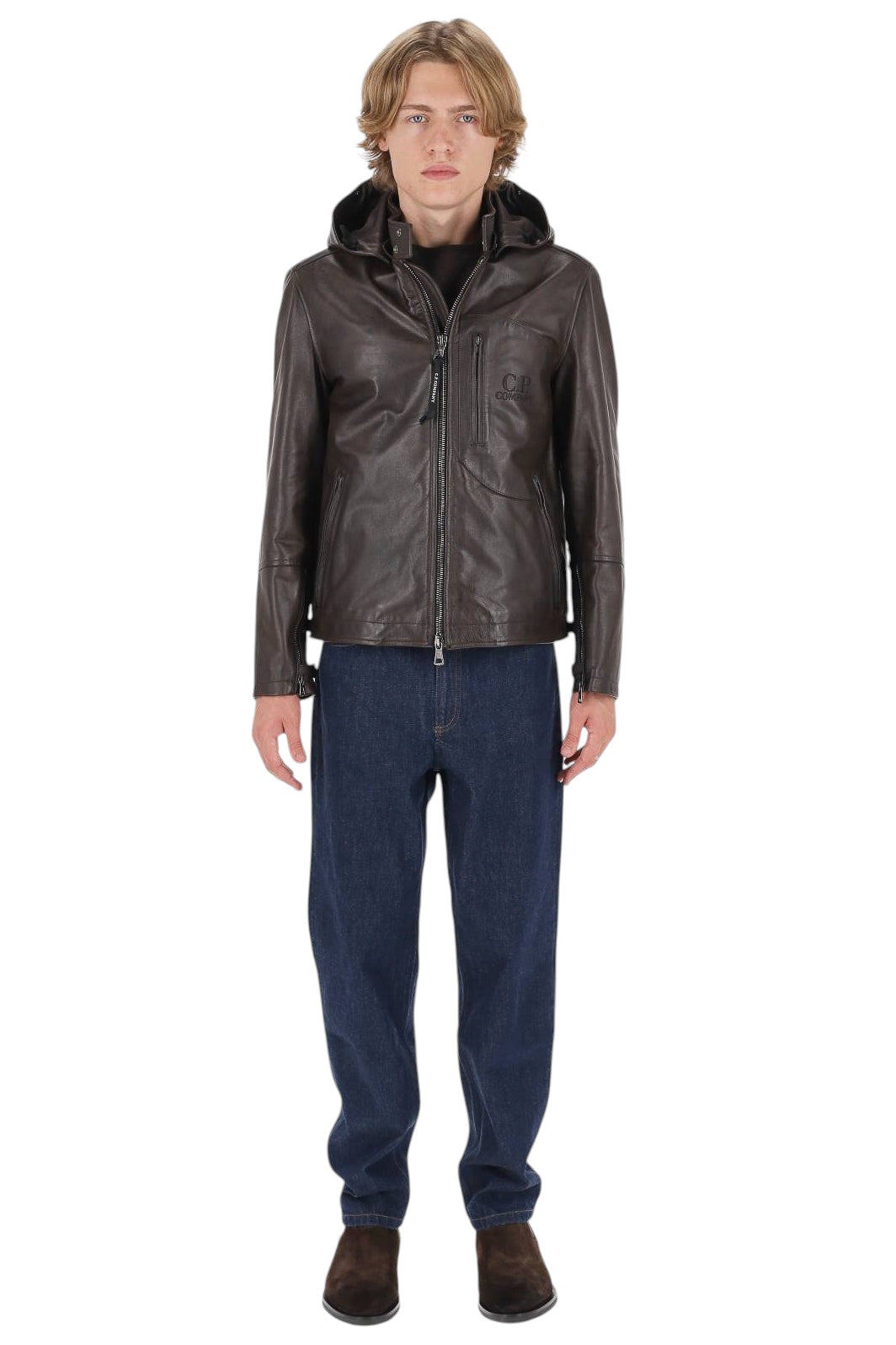 CP Company Giubbotto Goggle Jacket in pelle 21CMOW305A11 0457L 380