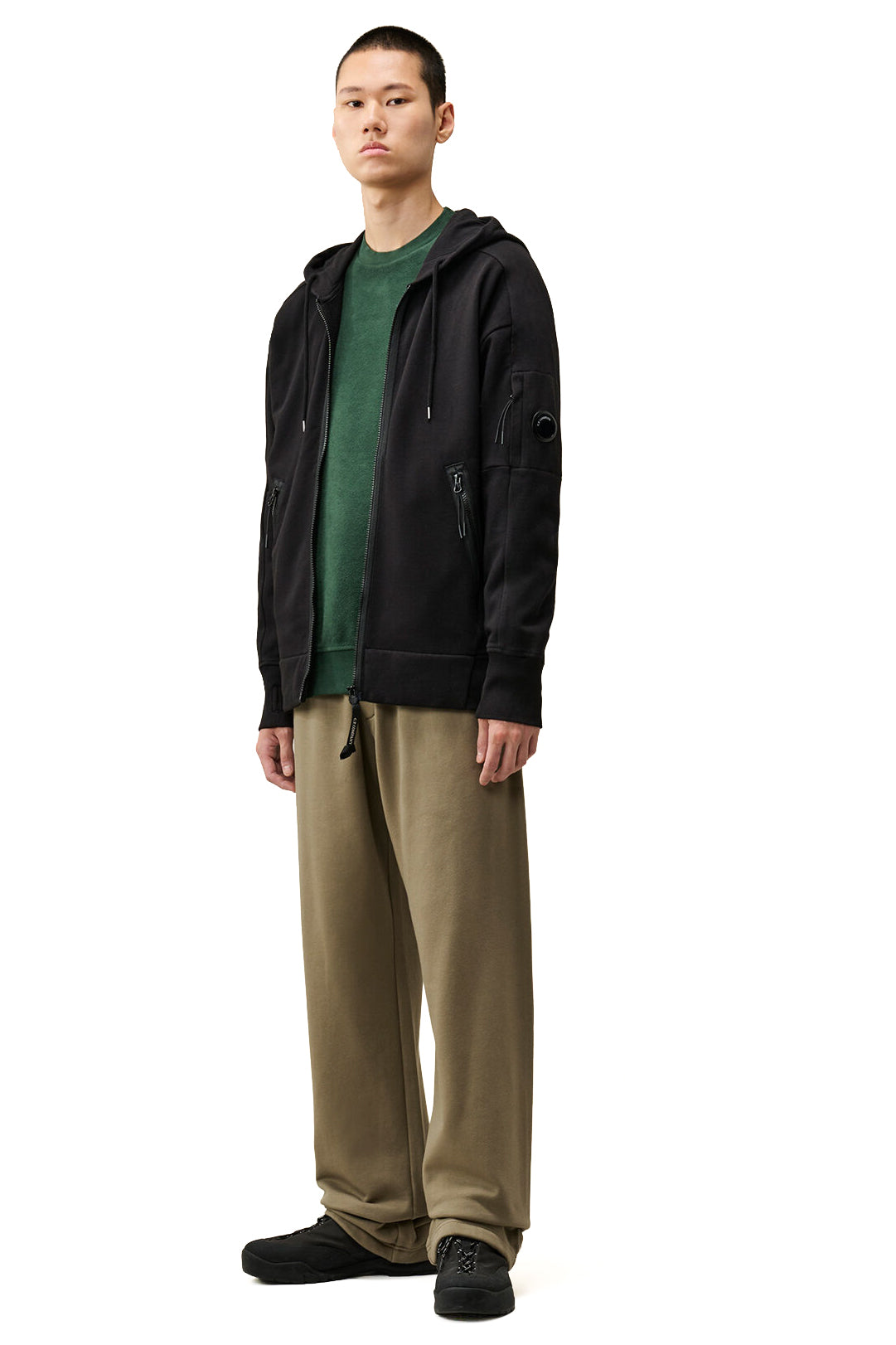 CP Company Felpa full zip con cappuccio in cotone Diagonal Raised Fleece con Lens RCCMSS716M00 5086W/2 999
