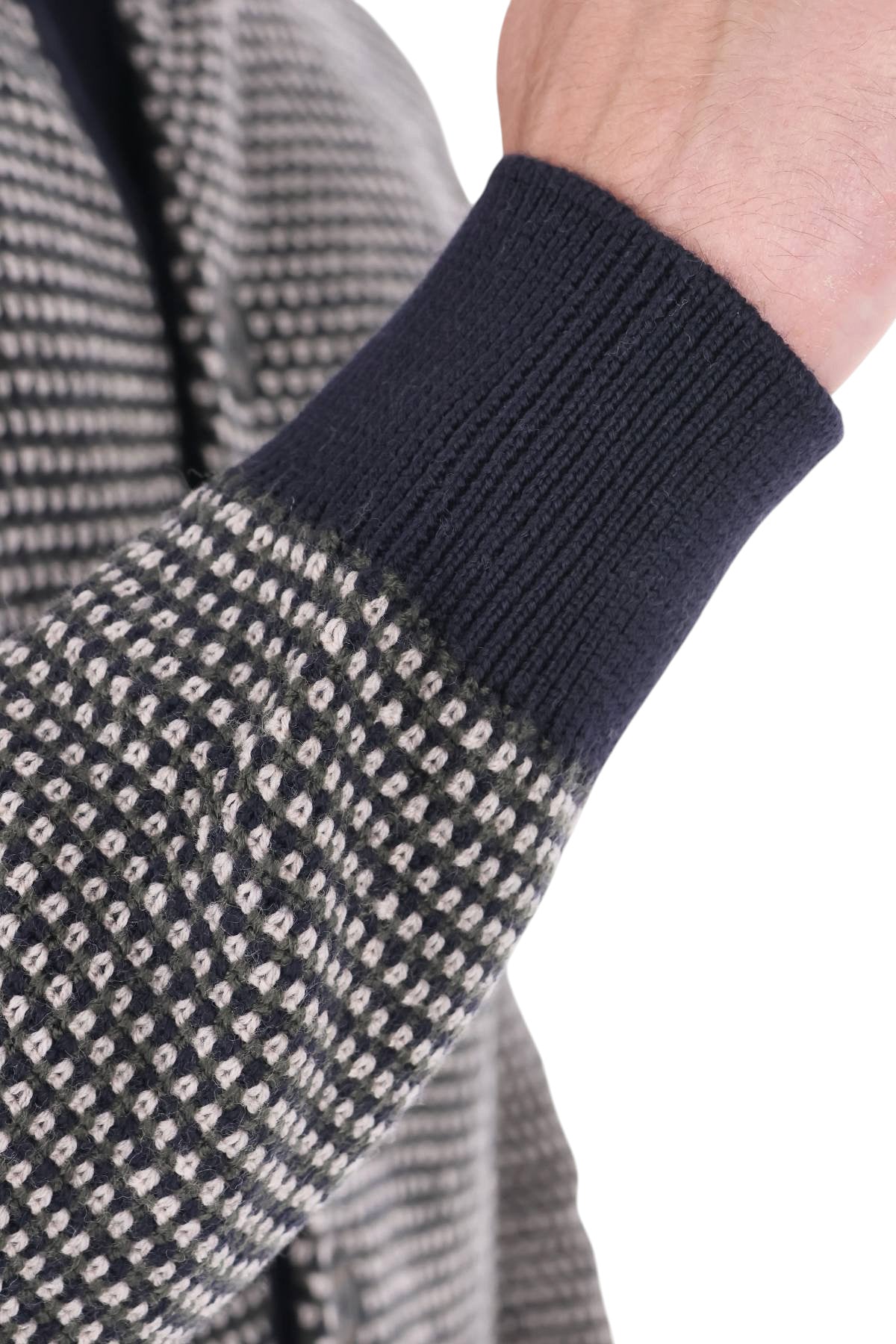 Drumohr Maglia-camicia tricolore in pura lana merino D8M111GR 003