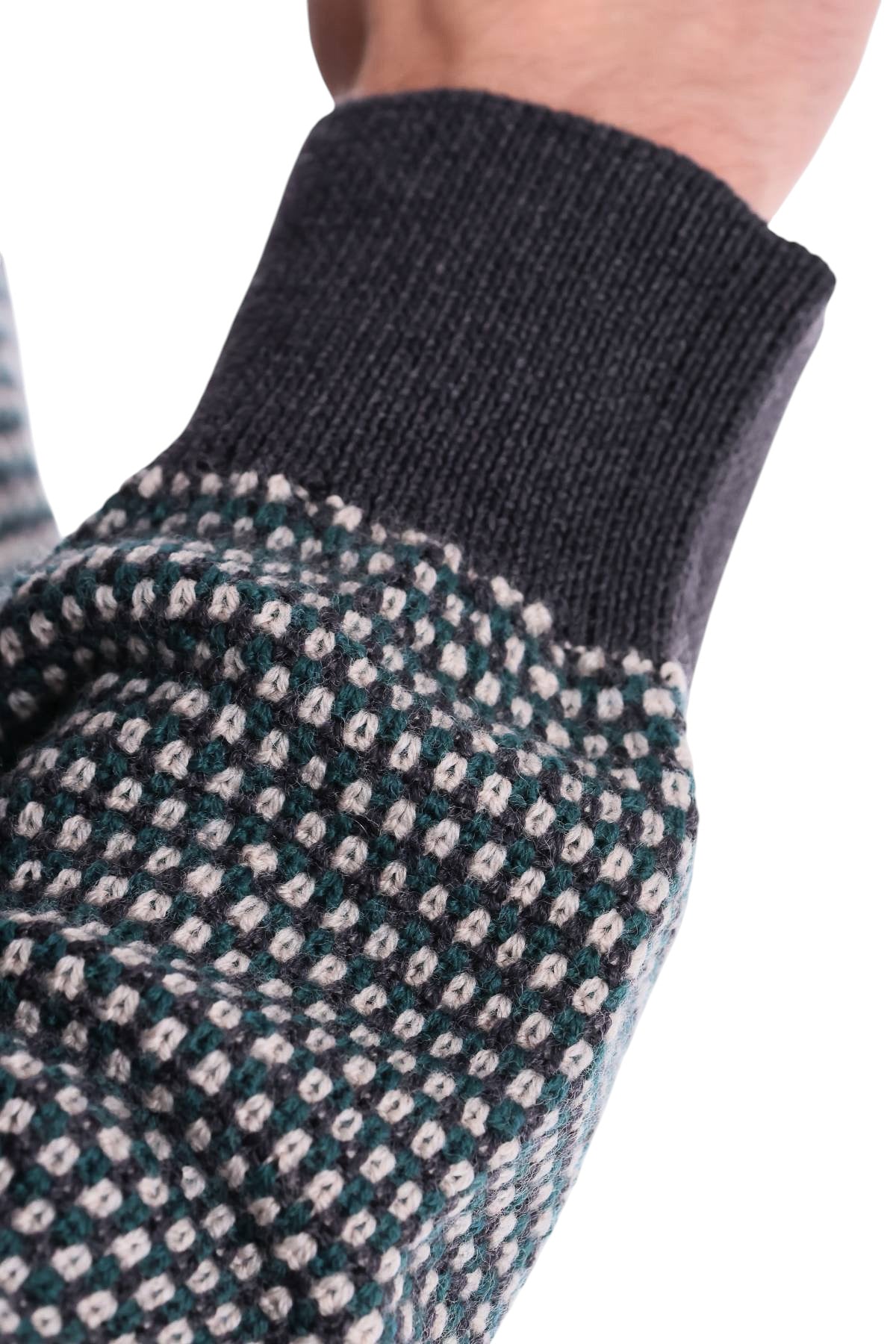 Drumohr Maglia scollo V tramata in lana merino D8M481GR 004