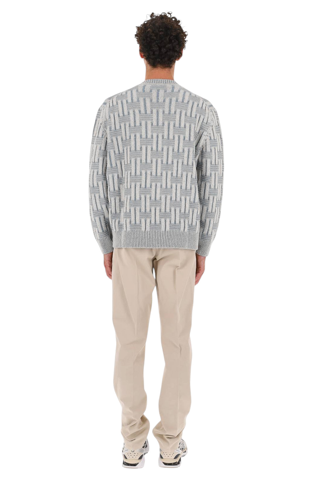 Drumohr Maglia scollo V geometrica in lana di agnello D8W481BI 004