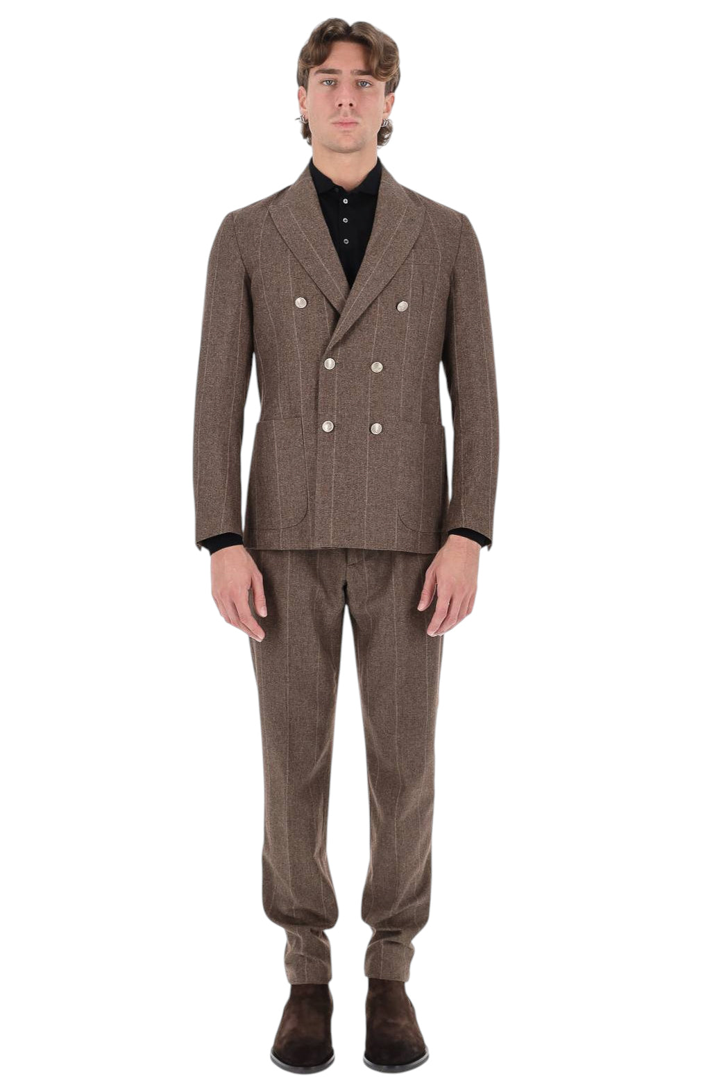 Eleventy Abito doppiopetto gessato in lana-cotone-cashmere N75ABUB01 TES0N058 05